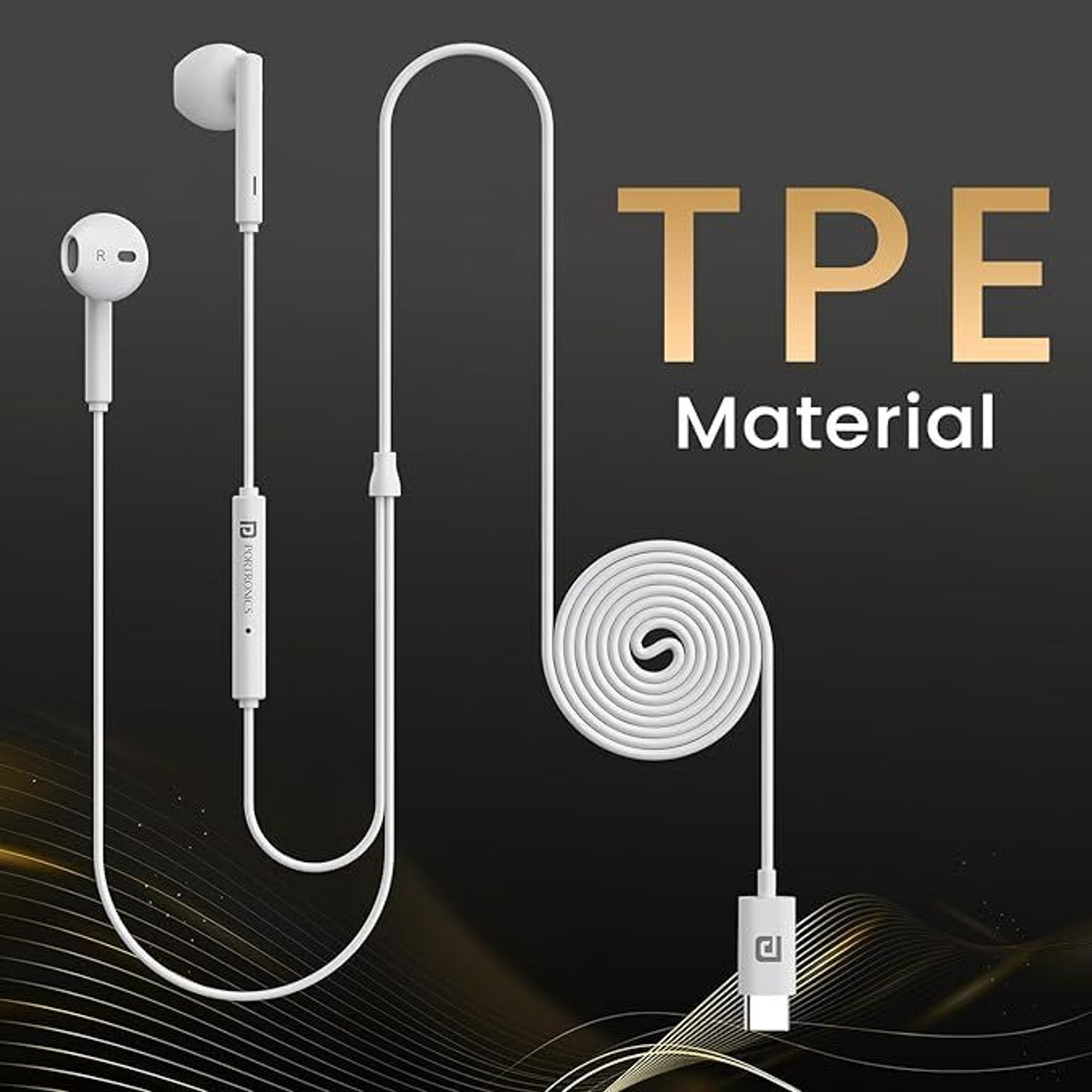 Image of Portronics Conch Theta C Type C Wired Earphone With HD Quality Wired Headset (White) Wired