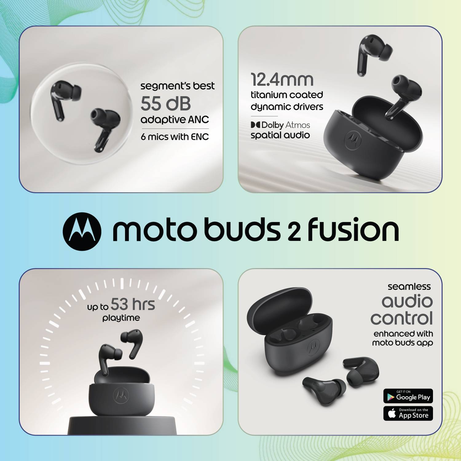 Motorola Buds 2 Fusion with ANC, 12.4mm Driver, 6 Mic ENC - Image 2