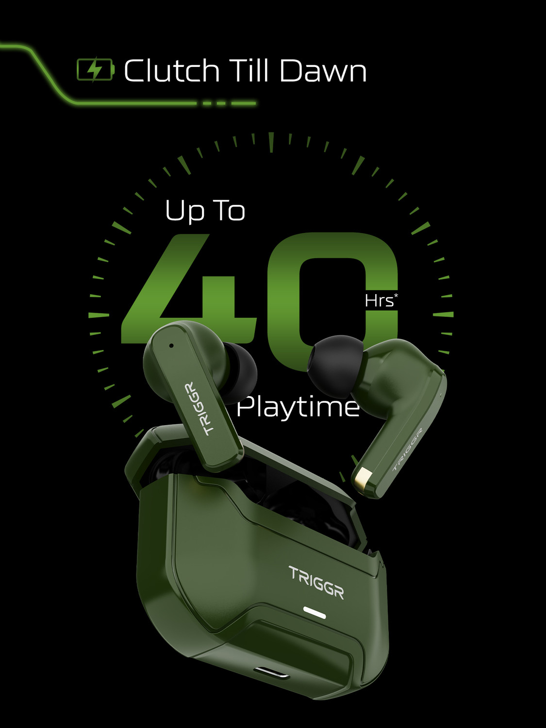 Image of TRIGGR Raze 1 with 40H Battery, 40ms Low Latency, Dual ENC Mic, Tactical Design, v5.4 Bluetooth