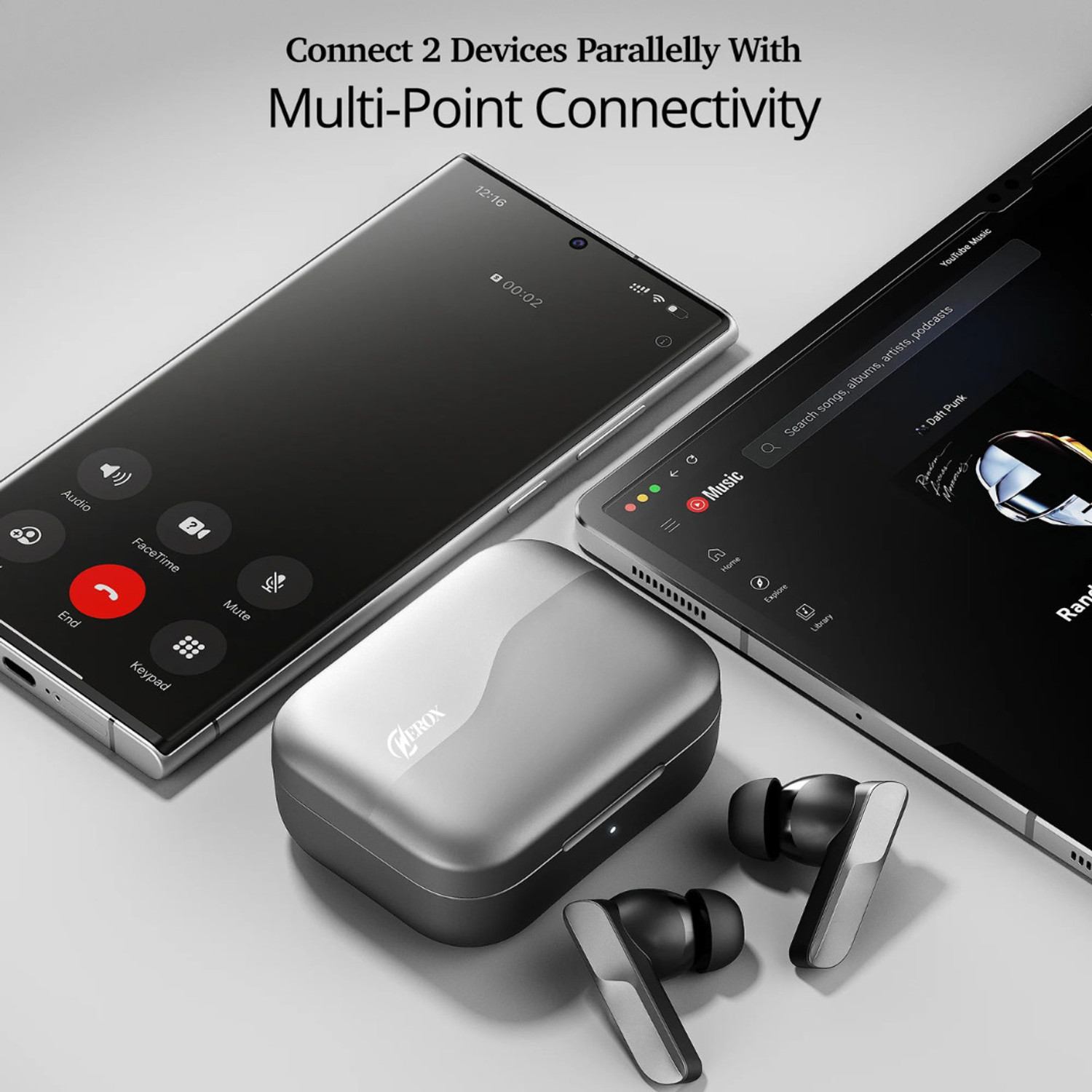 Image of WEROX NB-Airdopes 800 TWS In-earbud Wireless Earphone Stereo Bass 800mAh Battery Bluetooth Gaming