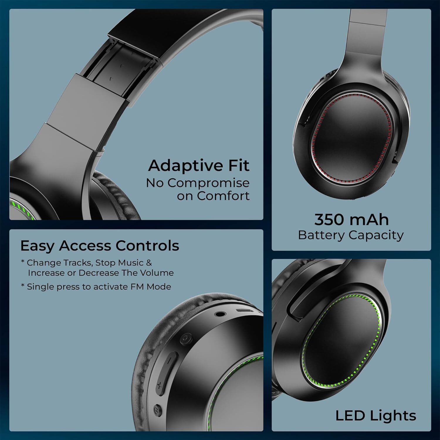 Image of SHAMS CL-790 Hush Wireless Bluetooth Over Ear Headphones, BT Version 5.3, Playtime Bluetooth