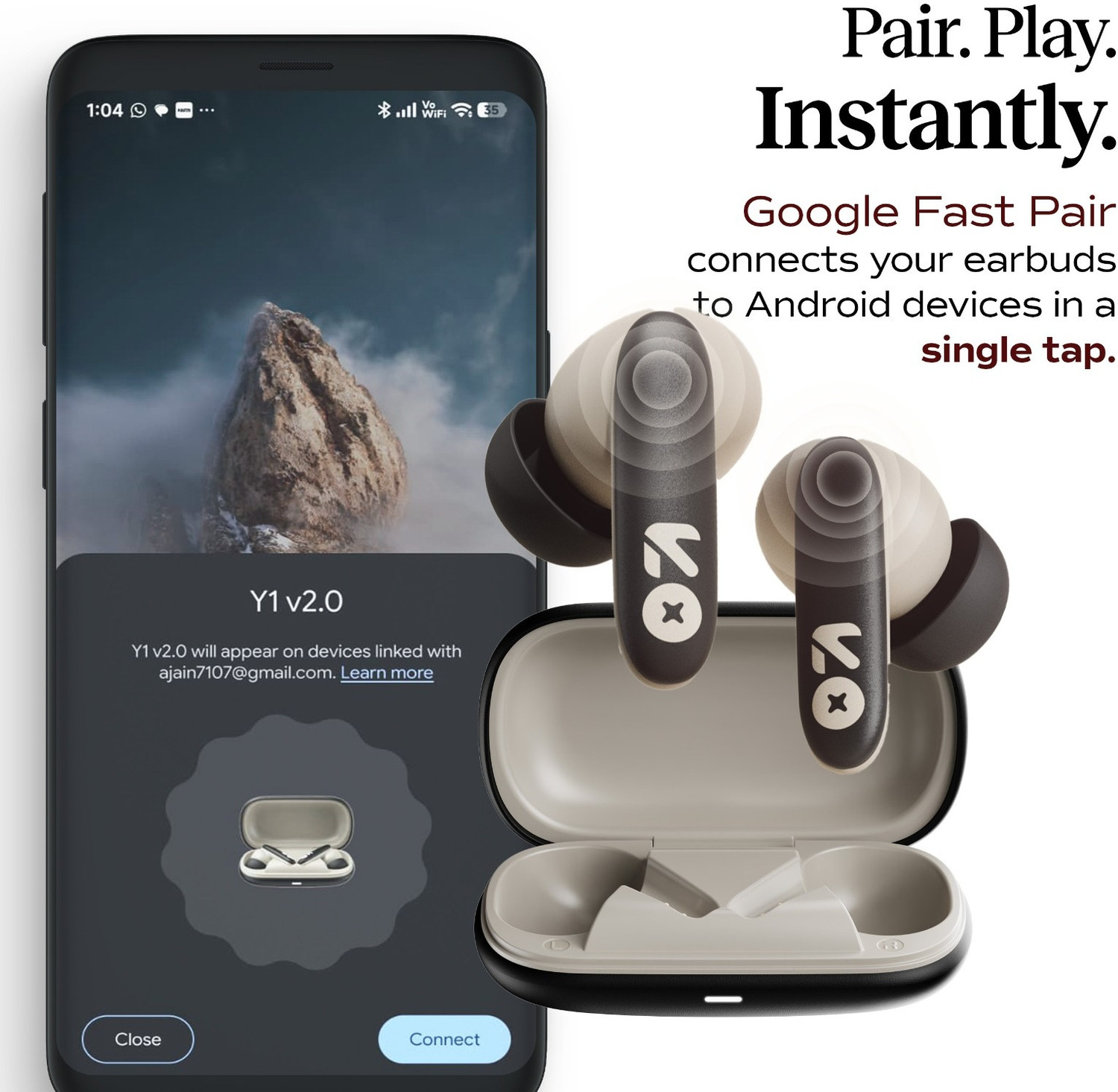 Image of GOBOULT Y1 v2.0 60Hrs Battery, Ultra Sleek, App Support, Dual Pairing, 4 Mic ENC, 6.0v Bluetooth