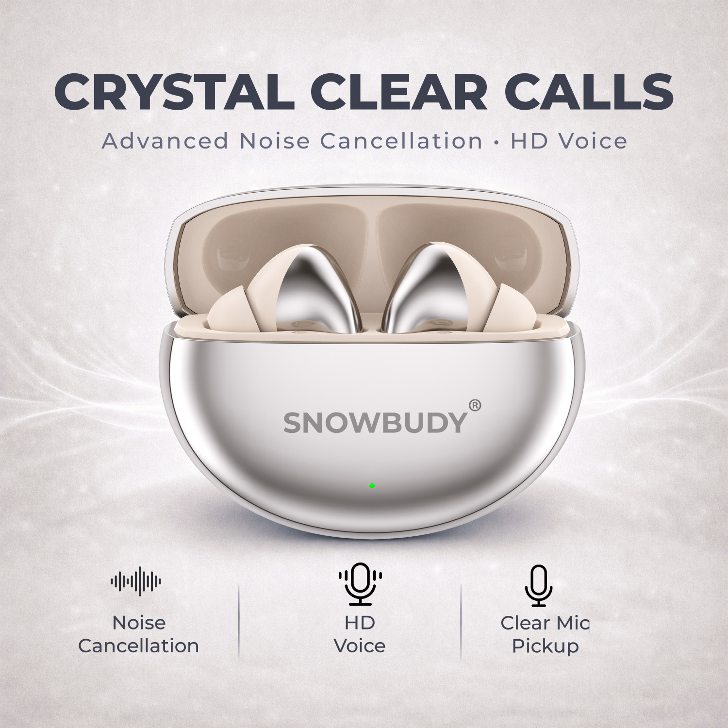 Image of snowbudy Nord 4Pro True Wireless Earbuds with Dual Mic & AI Crystal Clear Call-9 Bluetooth Gaming