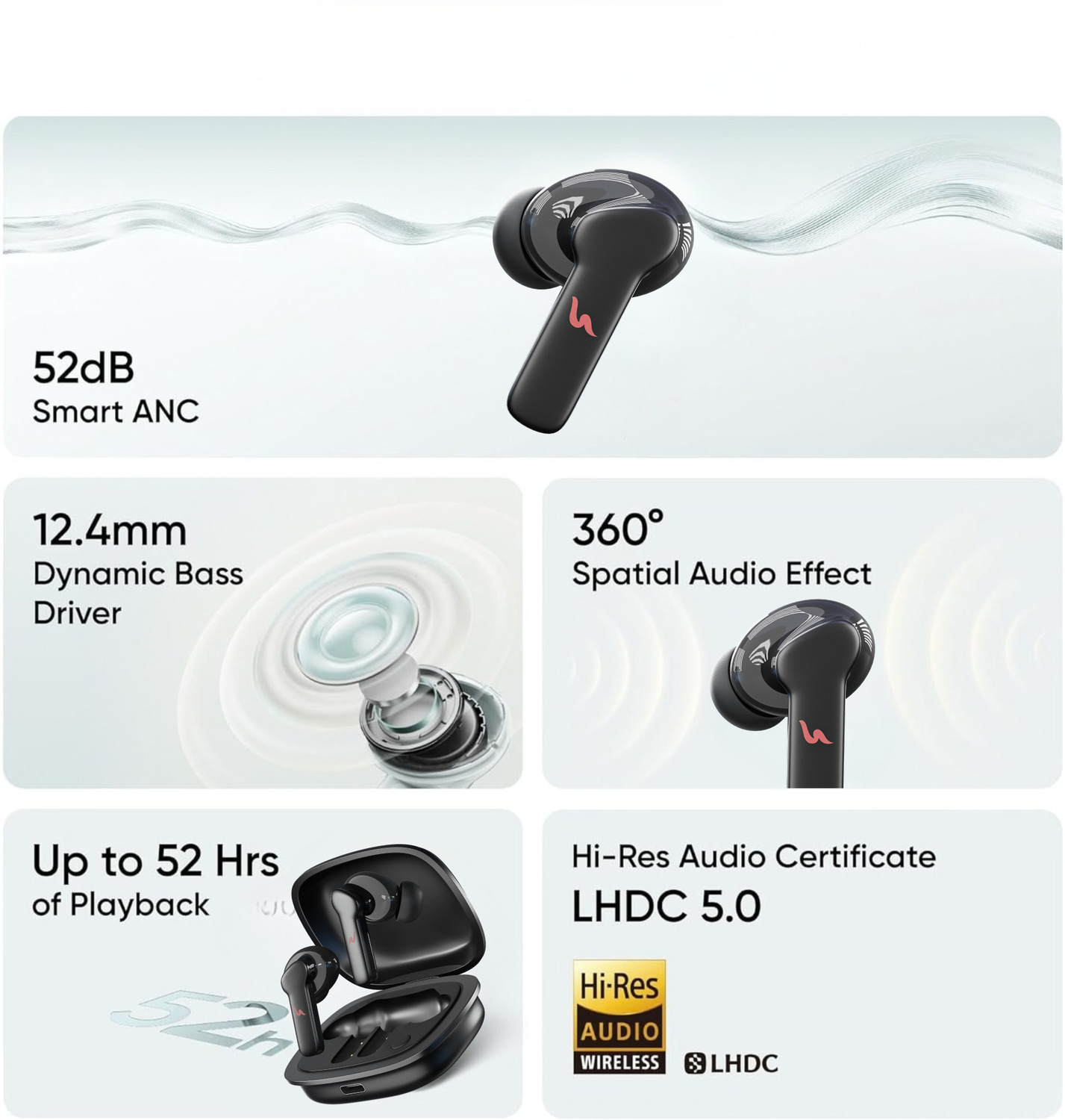 Image of electricbass anc bluetooth earbuds J-14 DLX With 50 hours of playtime Bluetooth