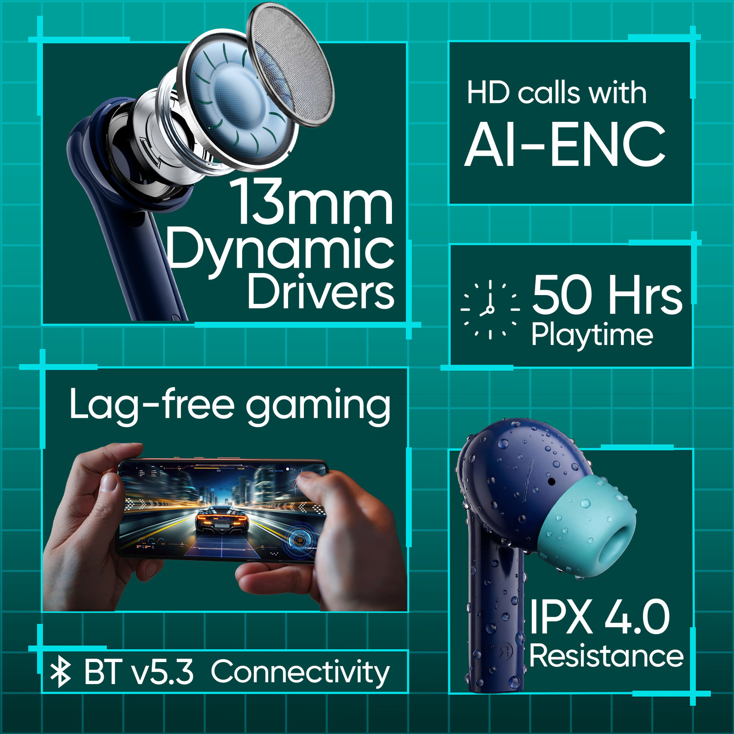Image of Mivi DuoPods Maxx, 13mm Bass, AI ENC HD Calls, IPX4 Bluetooth