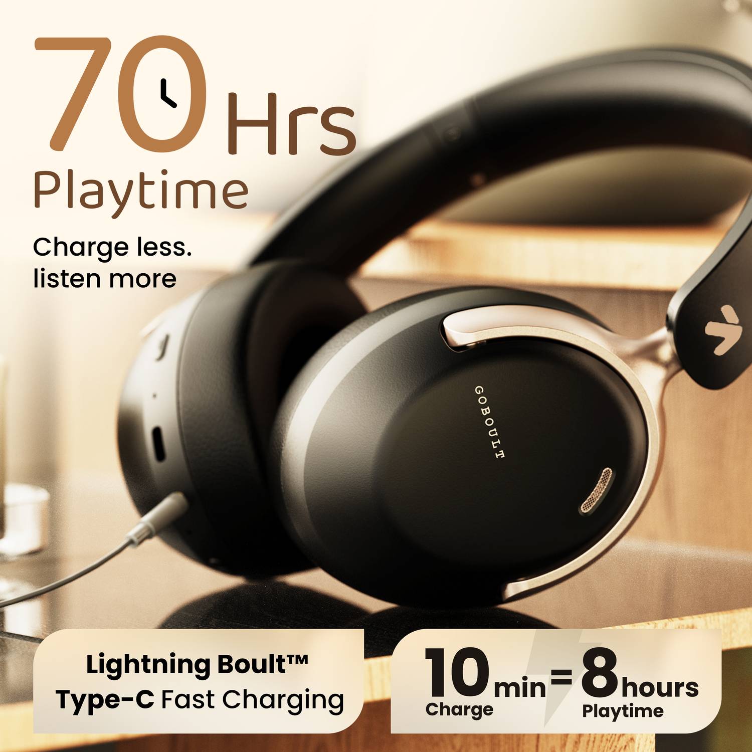 GOBOULT Soniq 70Hrs Battery Bluetooth Headphones - Image 3