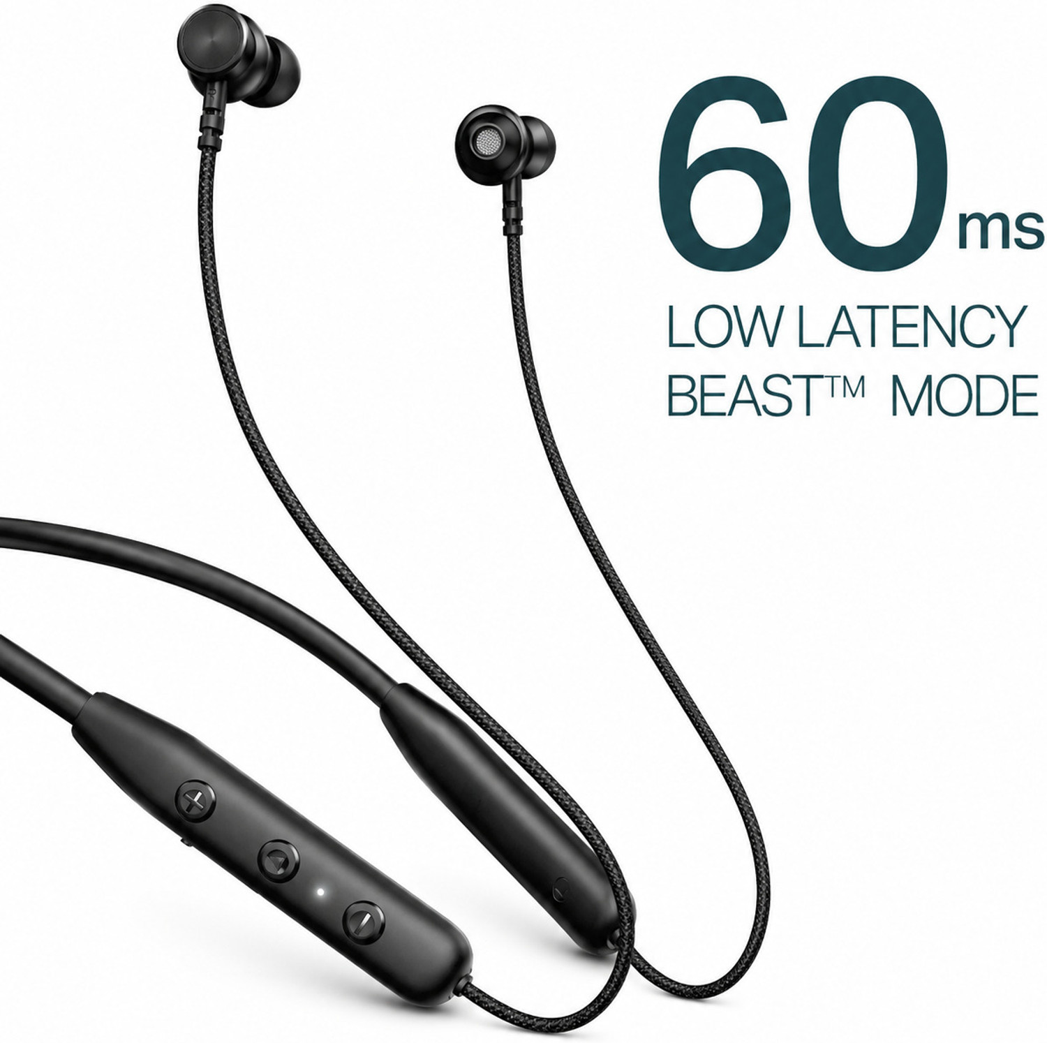Image of Harvix Neckband for Boat Roc kerz 113 40hr Dual PAIRING Headphone Black Bluetooth