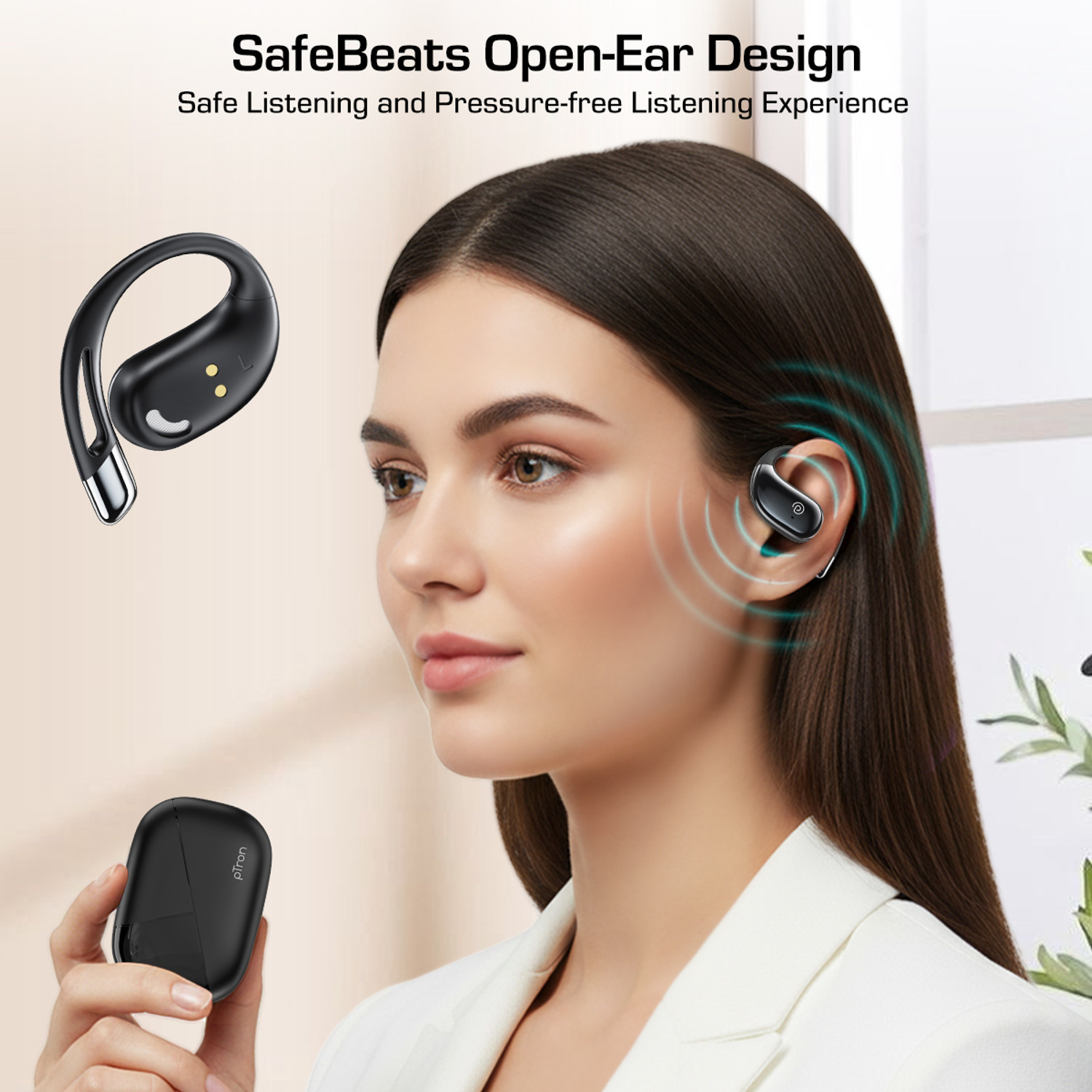 Image of PTron Bassbuds Trendz w / 45hrs Playtime, AI-ENC Calls, 14.2mm Driver, Custom EQ Bluetooth