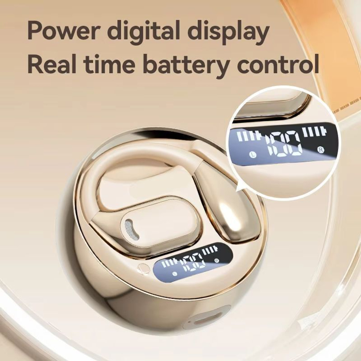 Image of Alible Open Ear Hook Earbuds Sports with LED Digital Display and IPX5 Waterproof Bluetooth