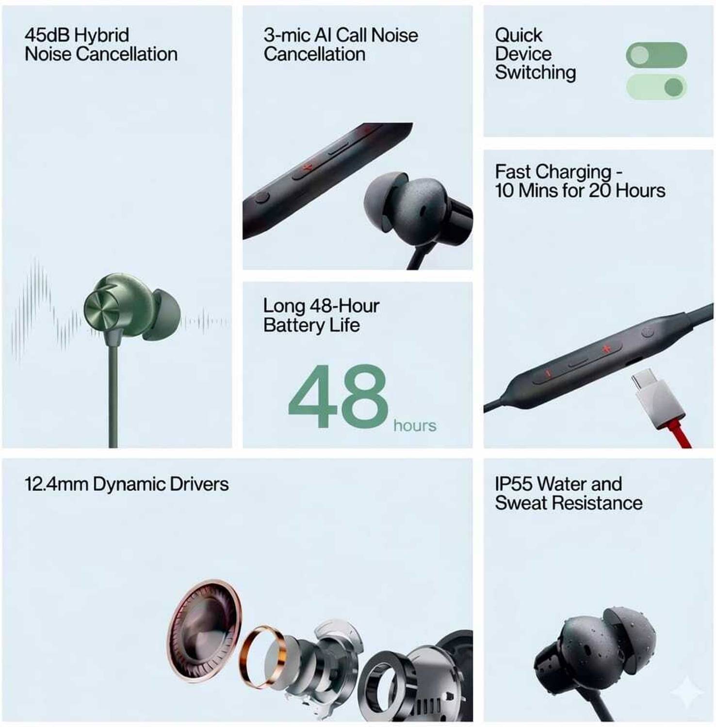 techHUNK Bluetooth Neckband with 48hrs Playback - Image 3