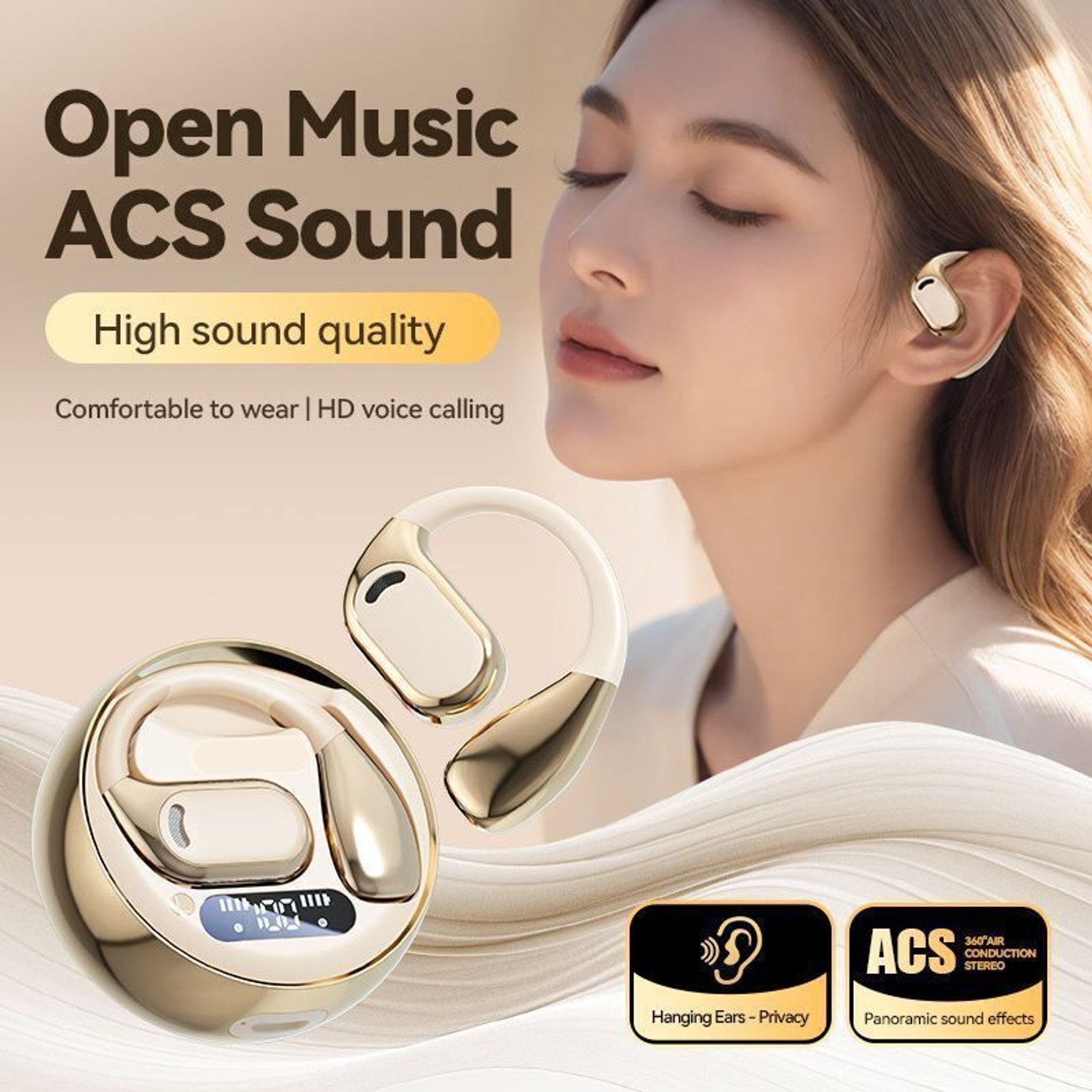 Image of Alible Open Ear Hook Earbuds Sports with LED Digital Display and IPX5 Waterproof Bluetooth