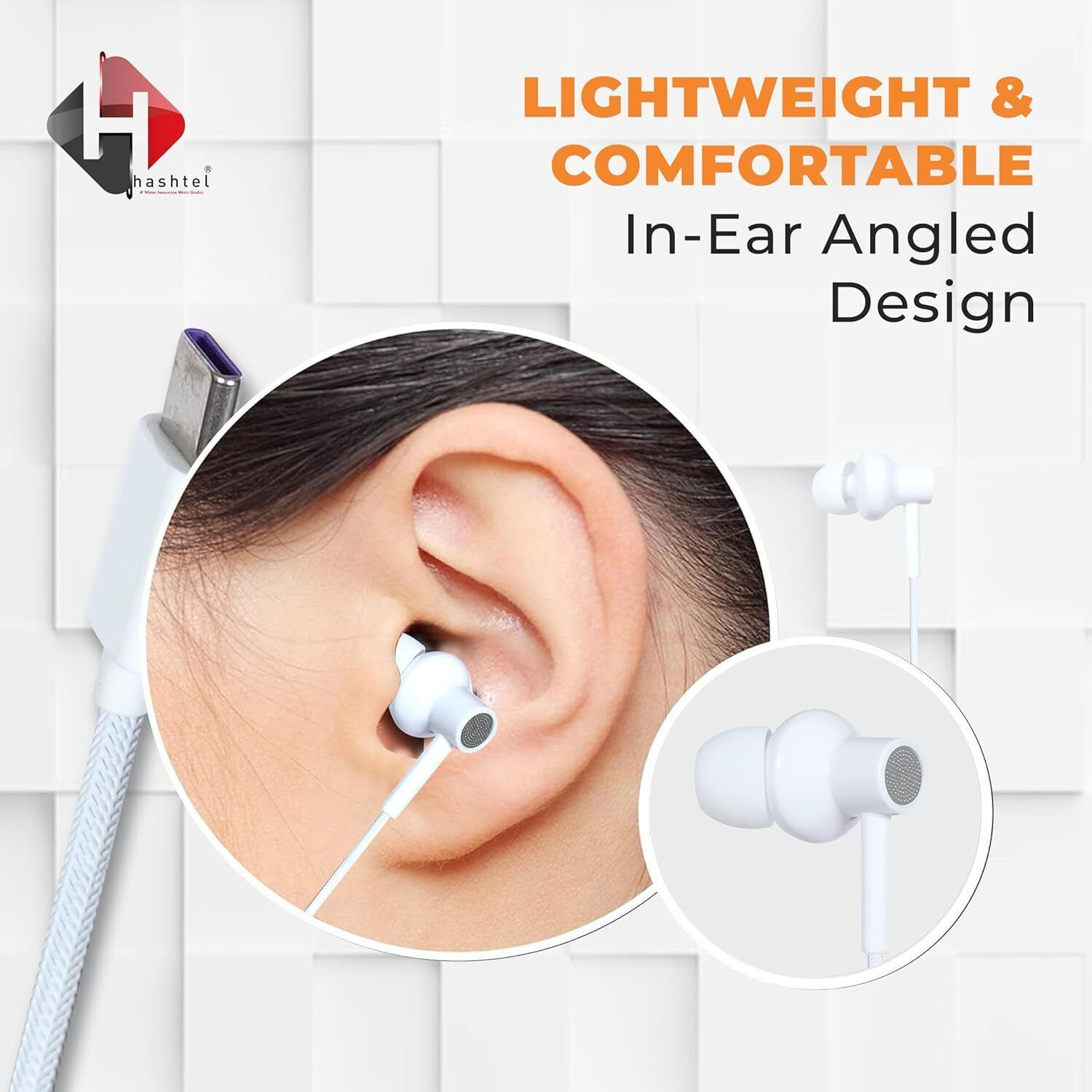 Image of HASHTEL Headphone with Mic || Type C Bass Pro Earphones-06 Wired