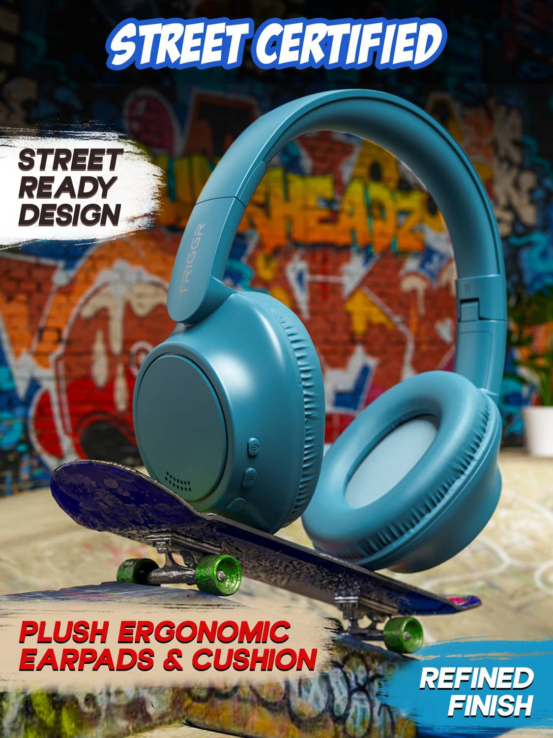 Punkheadz Z4 with 50H Battery, Dual Pairing, 40mm Drivers, Gaming Mode, BT v6.0 Bluetooth Headset - Image 5