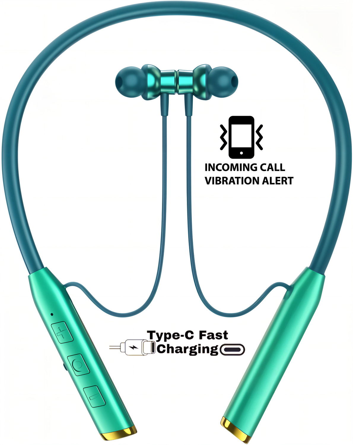 Image of GEMFLY Vibration Alert, 48 Hours Playtime, ENC, HD Sound Quality & Stereo Bass136 Bluetooth