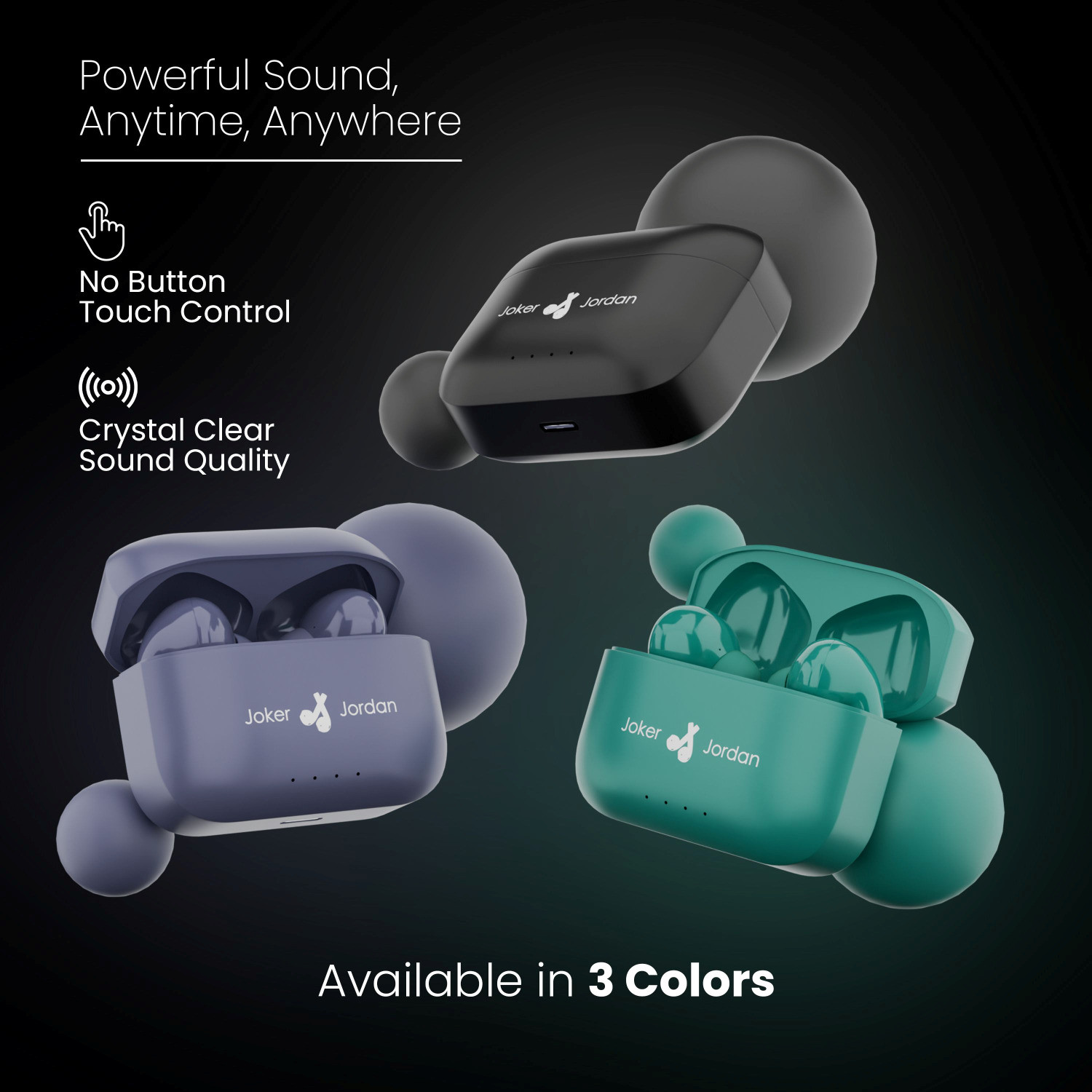 Image of Joker And Jordan TWS Earbuds with 100 HRS Playtime,(50ms Low Latency), Bluetooth v5.3 Bluetooth
