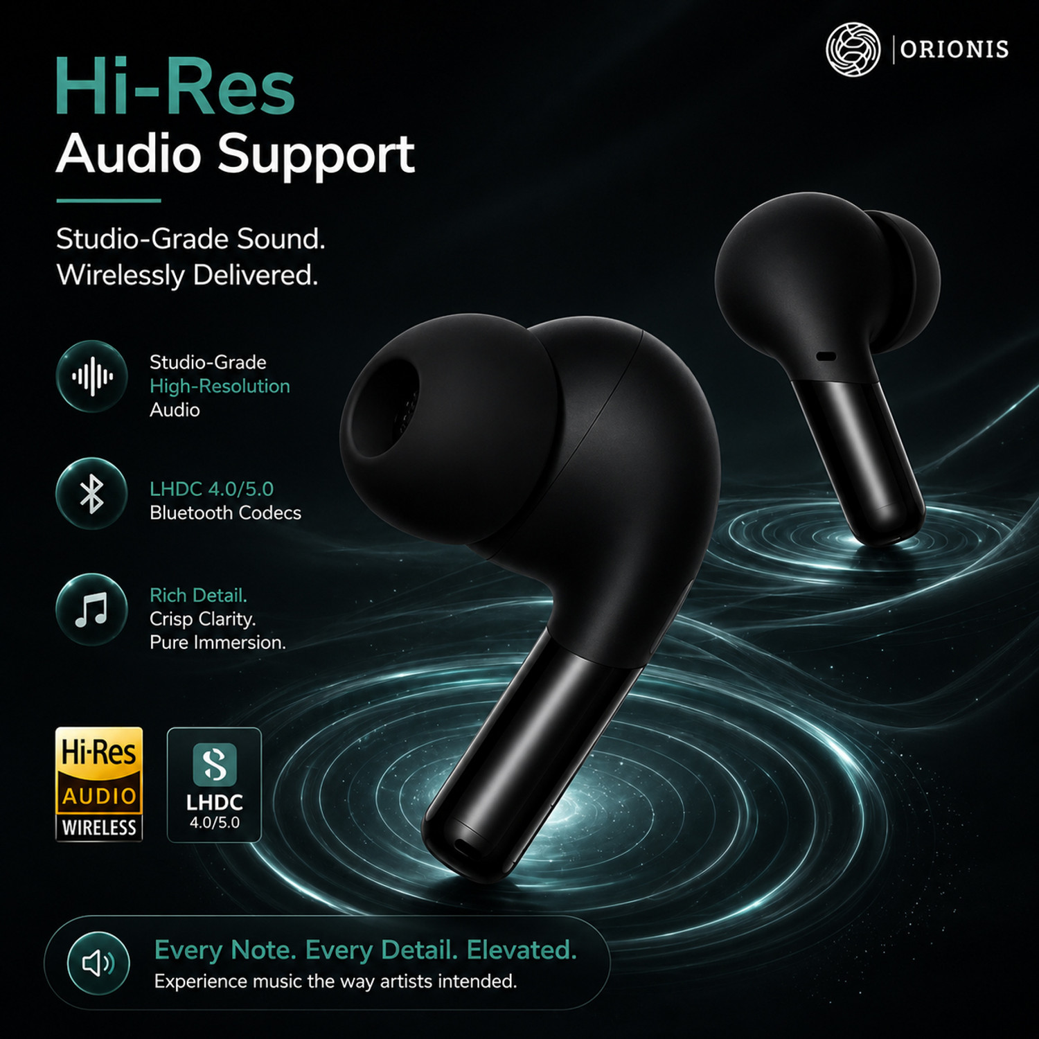 Image of Orionis Buds Pro 2 One-Plus Earbuds with Spatial Audio, 39H Playback, Water Resistance Bluetooth
