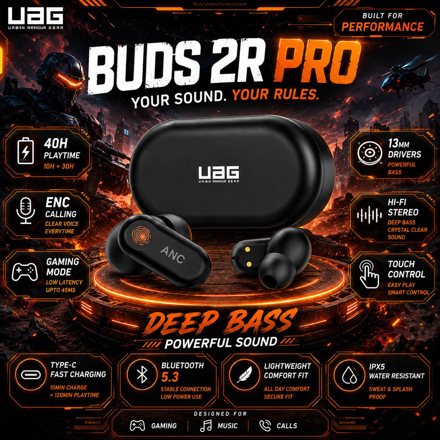UAG Buds 2R HyperBass ANC Wireless Earbuds