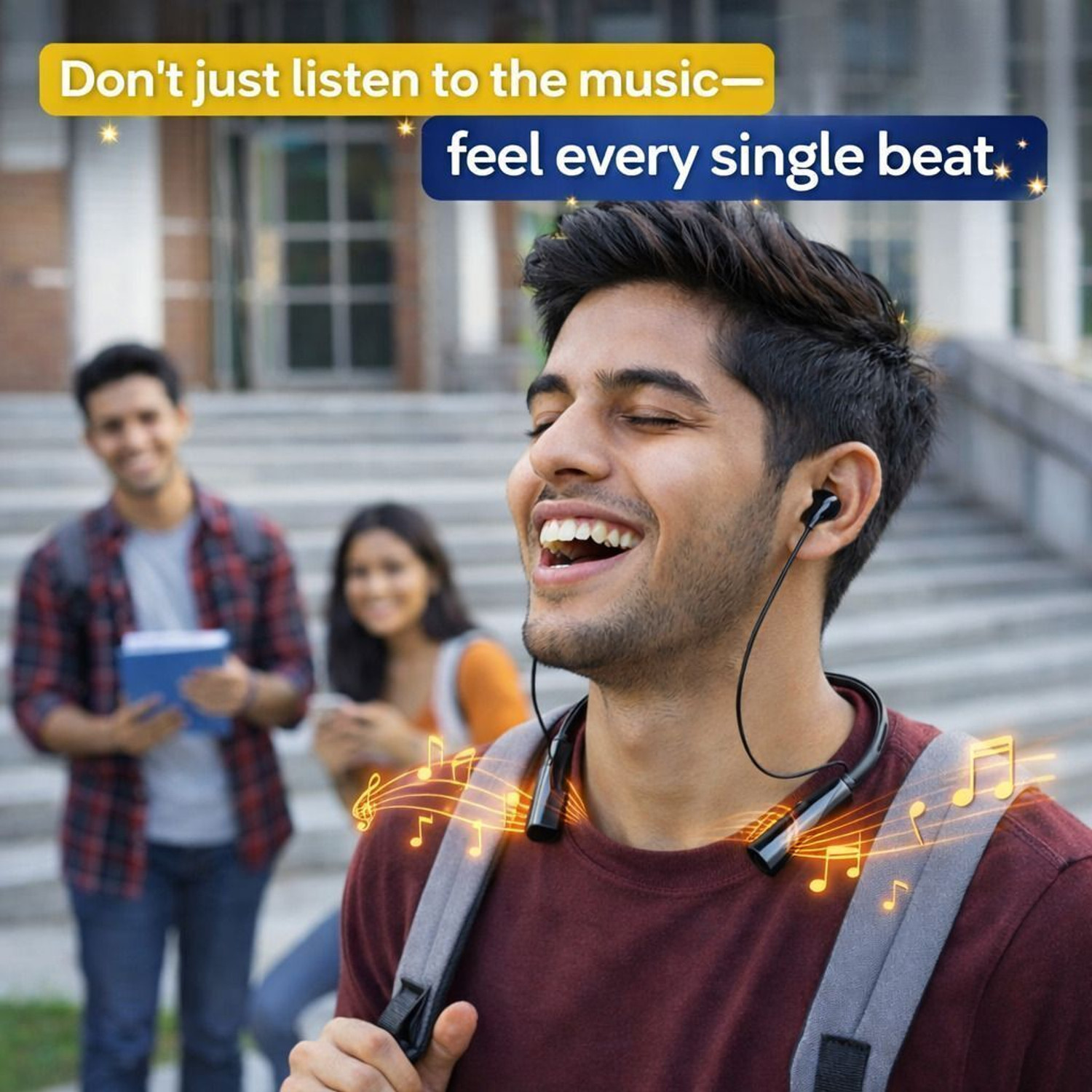 Image of shopbucket Wireless Bluetooth 5.3 Neckband, 40H Playtime, 13mm Bass, IP65 Rated Bluetooth