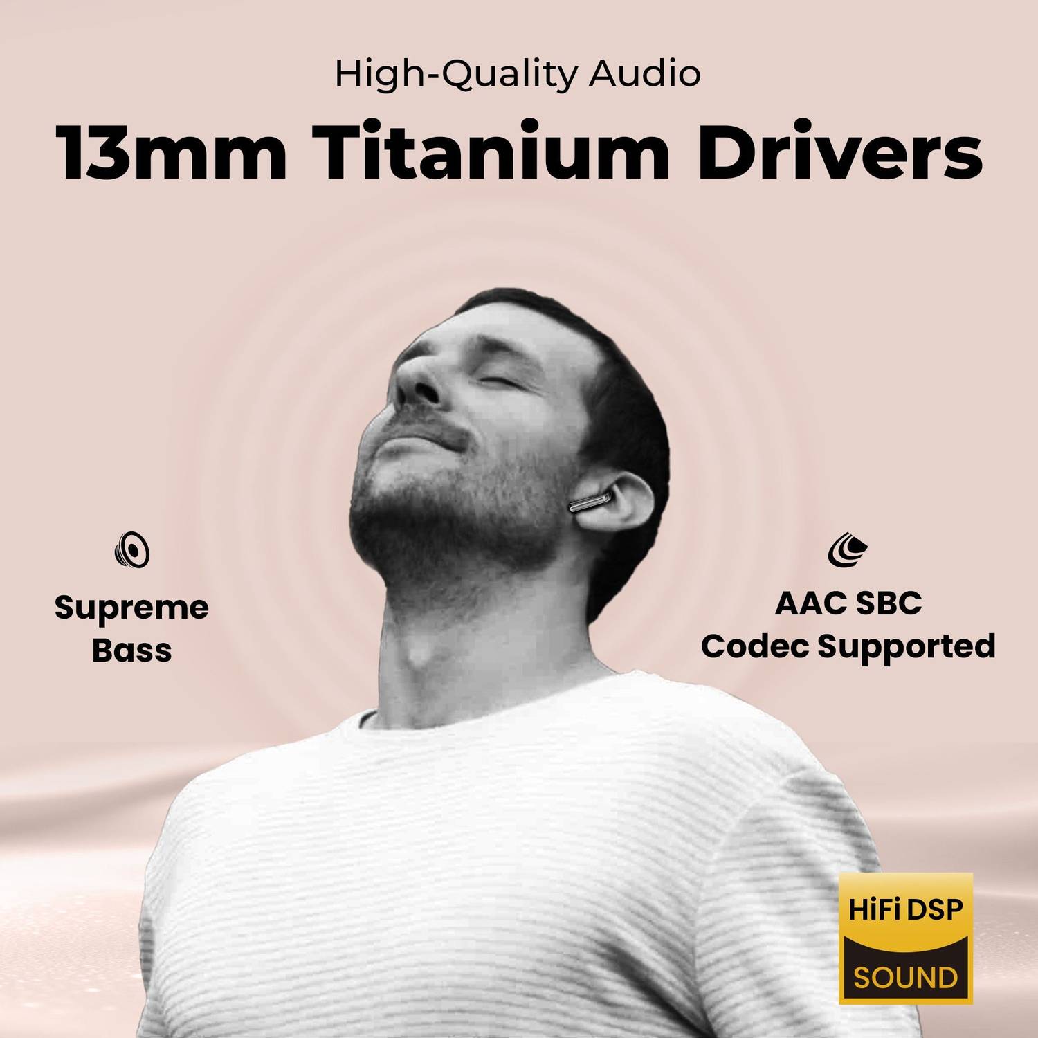 truke AuraPro 60H TWS Earbuds, Leather Finish, 13mm Driver - Image 3