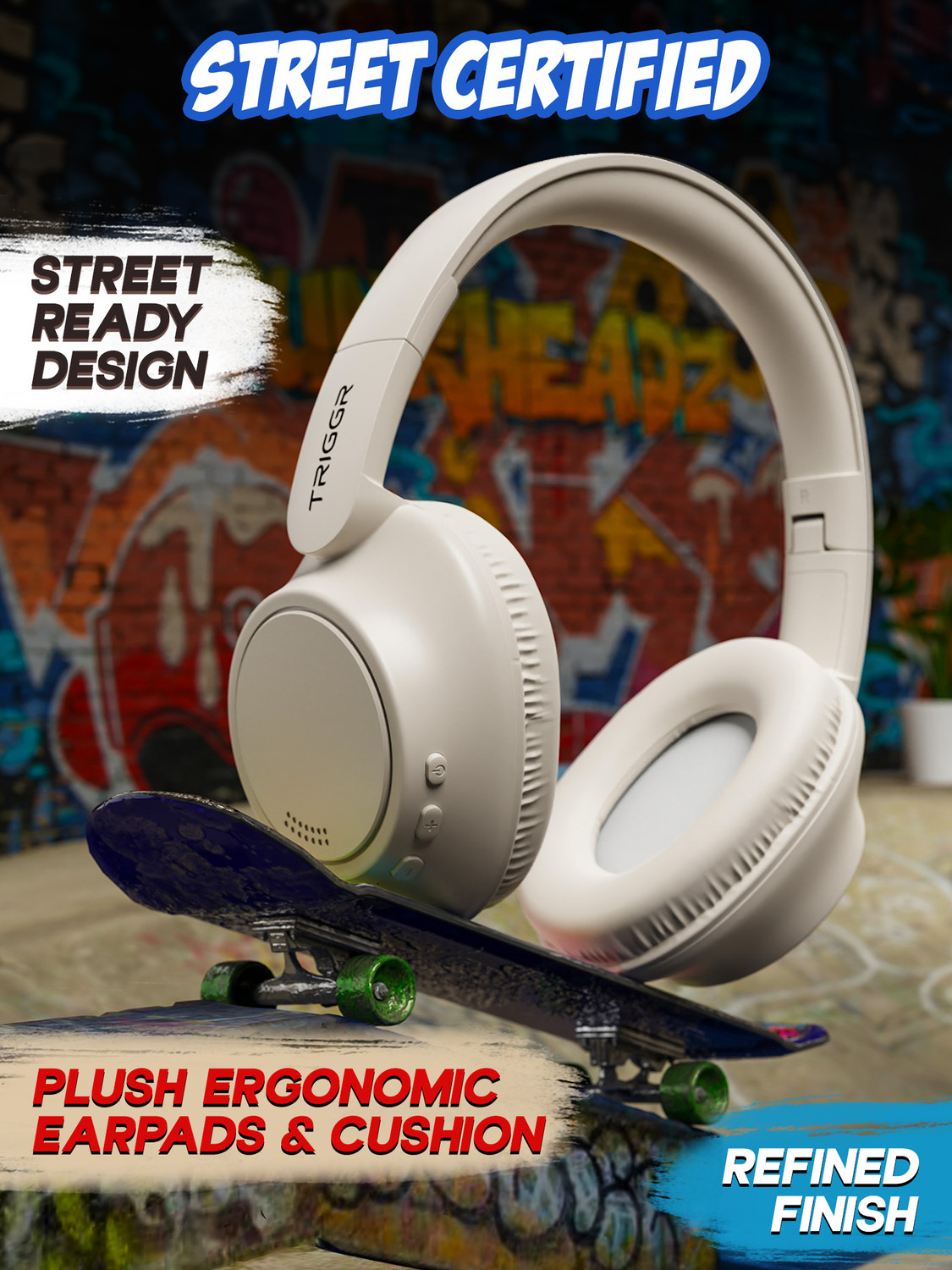 Image of TRIGGR Punkheadz Z4 with 50H Battery, Dual Pairing, 40mm Drivers, Gaming Mode, BT v6.0 Bluetooth