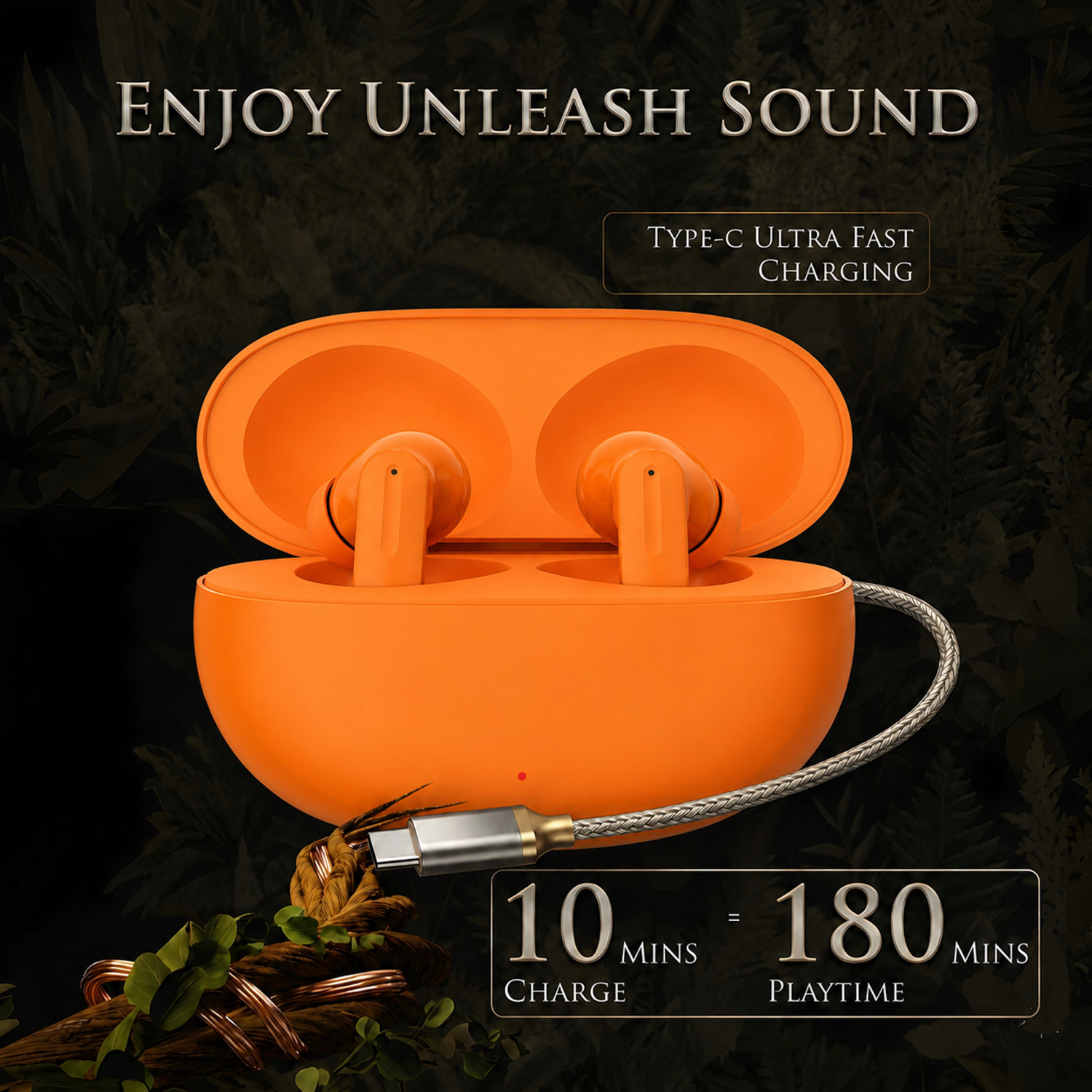 Image of Qeikim Nord 3pro True Wireless in Ear Earbuds with Dual Mic & AI Crystal Clear Call-10 Bluetooth Gaming Headset (Orange, True Wireless)