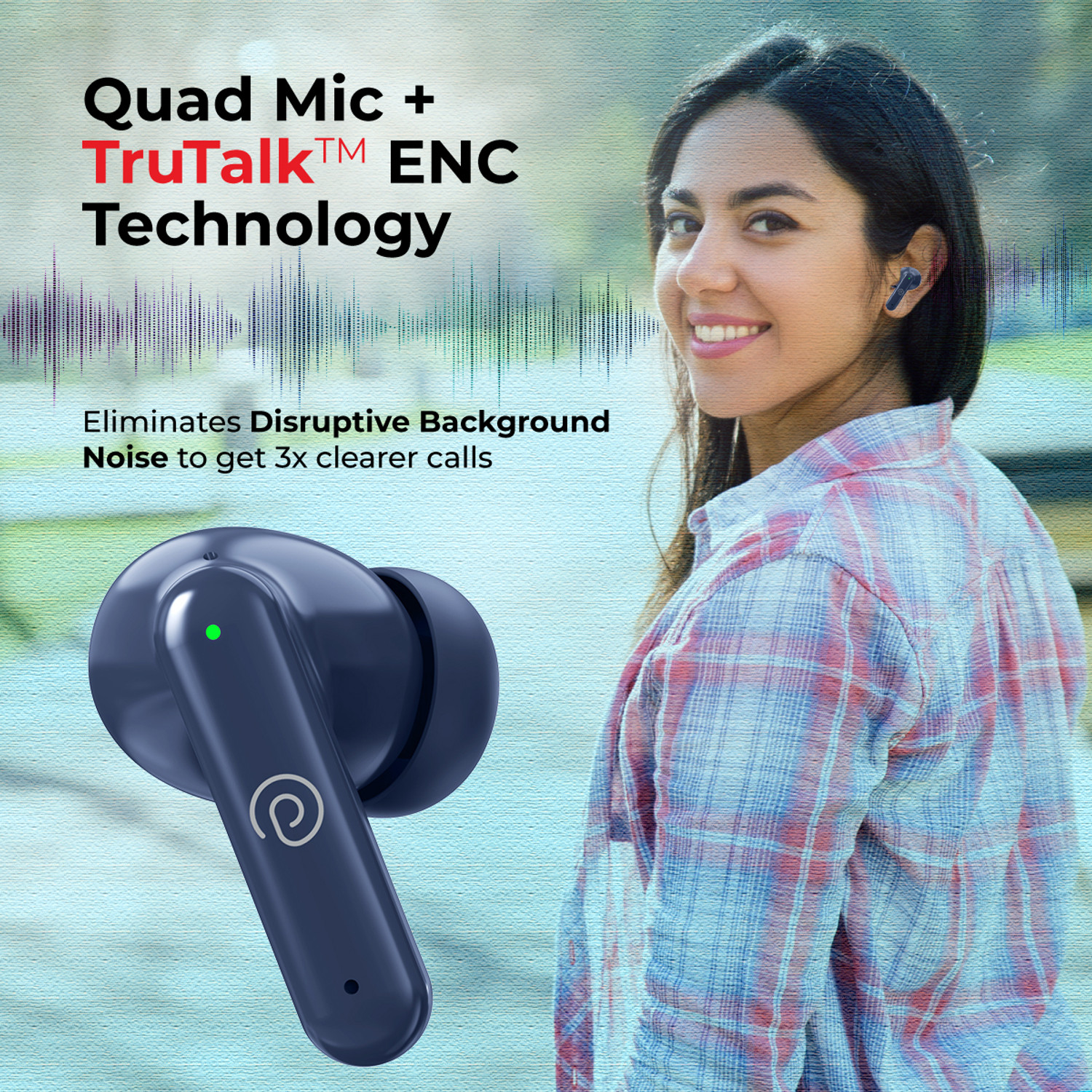 Image of PTron Basspods Turbo - 200hrs Playback, AI ENC 4 Mic,Deep Bass,Emergency Power bank Bluetooth