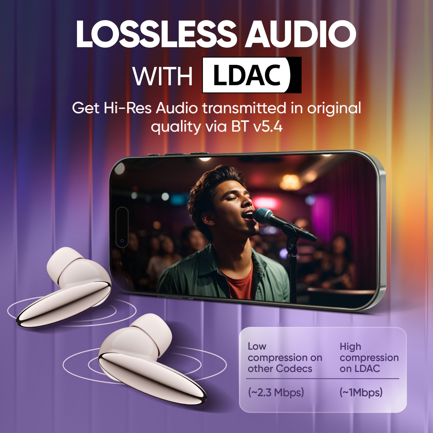Image of Mivi SuperPods Hype TWS New Launch, 38dB ANC, Hi-Res Audio, LDAC, 60H, BT v5.4 Bluetooth