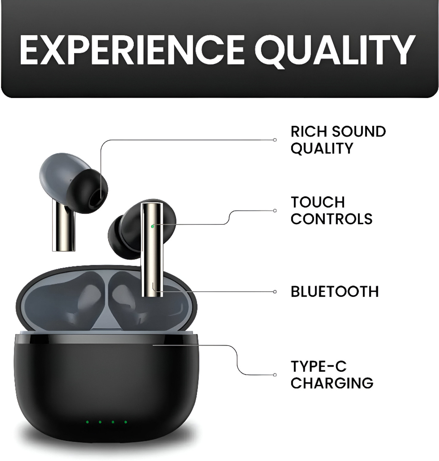 Image of Qvee QV171 TWS In-Ear Aeropods Wireless Earphone Stereo Bass 800mAh Battery Charger18 Bluetooth Gaming