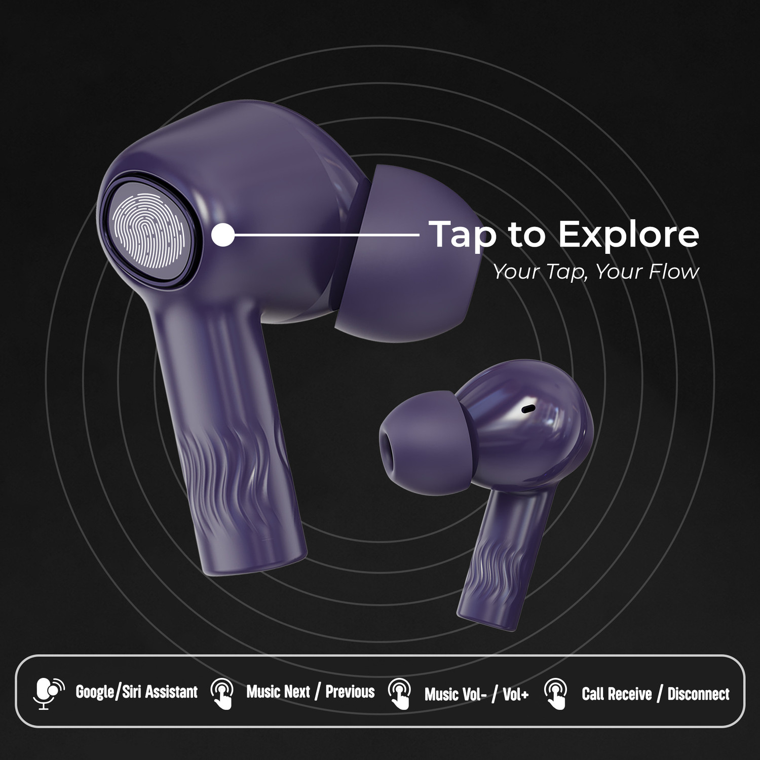Image of Aroma TWS 24 Ion V5.4 Upto 70Hr Playtime* ENC Dual Paring Fast Charging, Heavy Bass Bluetooth