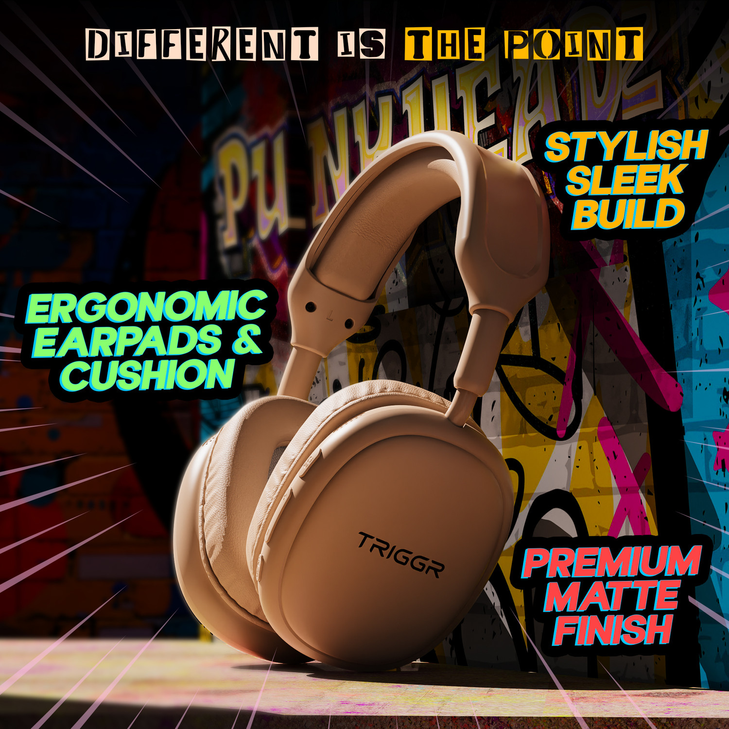 Image of TRIGGR Punkheadz Z1 with 50H Battery, 3EQ Modes, Dual Pairing, Matte Finish, ENC, v5.4 Bluetooth