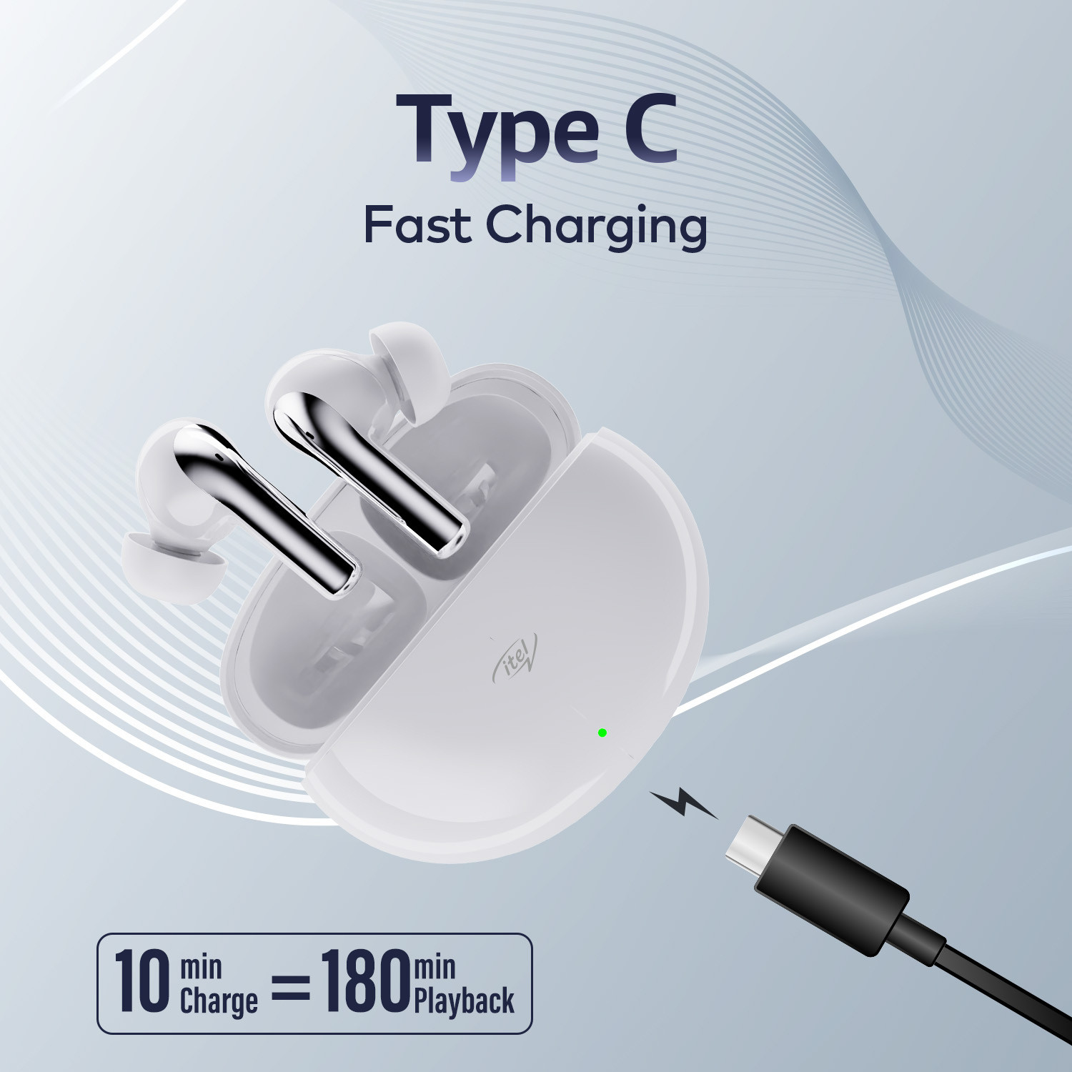 Image of itel Buds Ace ANC With 50 Hours Playtime, 25dB ANC, Fast Charging 2-Mic ENC & IPX5 Bluetooth