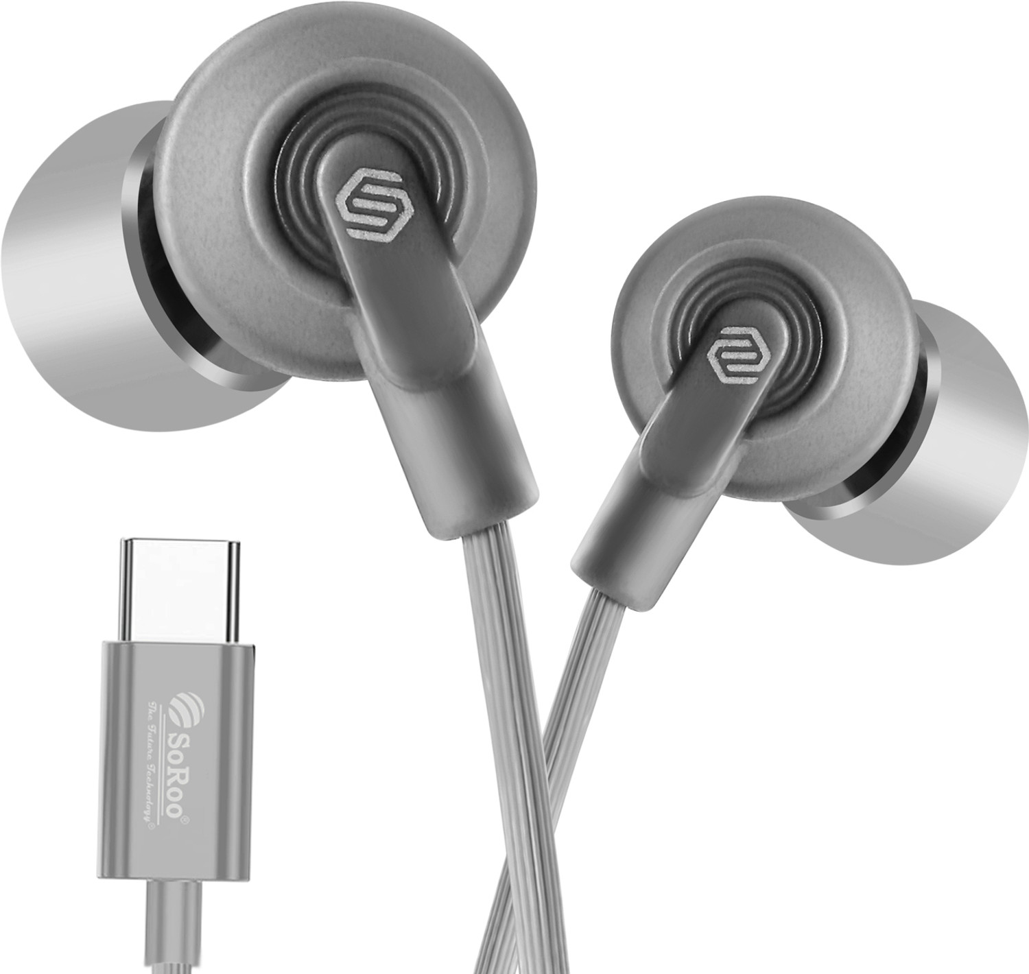 Image of Soroo Future Type-C Wired Earphones with HD Sound, In-Line Mic & Tangle-Free Magnetic Earbud Wired
