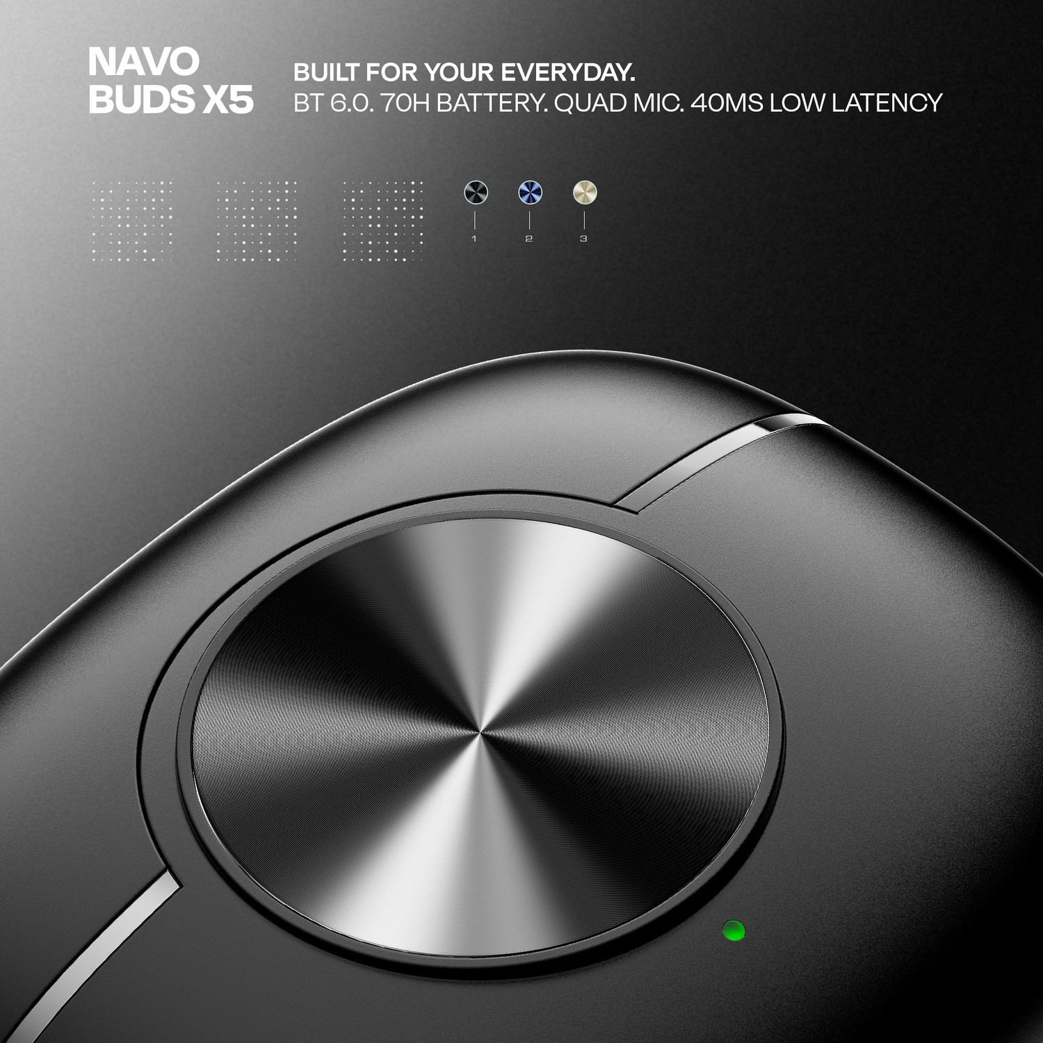 Image of Number Navo Buds X5 70H Battery, Spinning Design, Dual Mic AI ENC, Dual Pairing, V6.0 Bluetooth