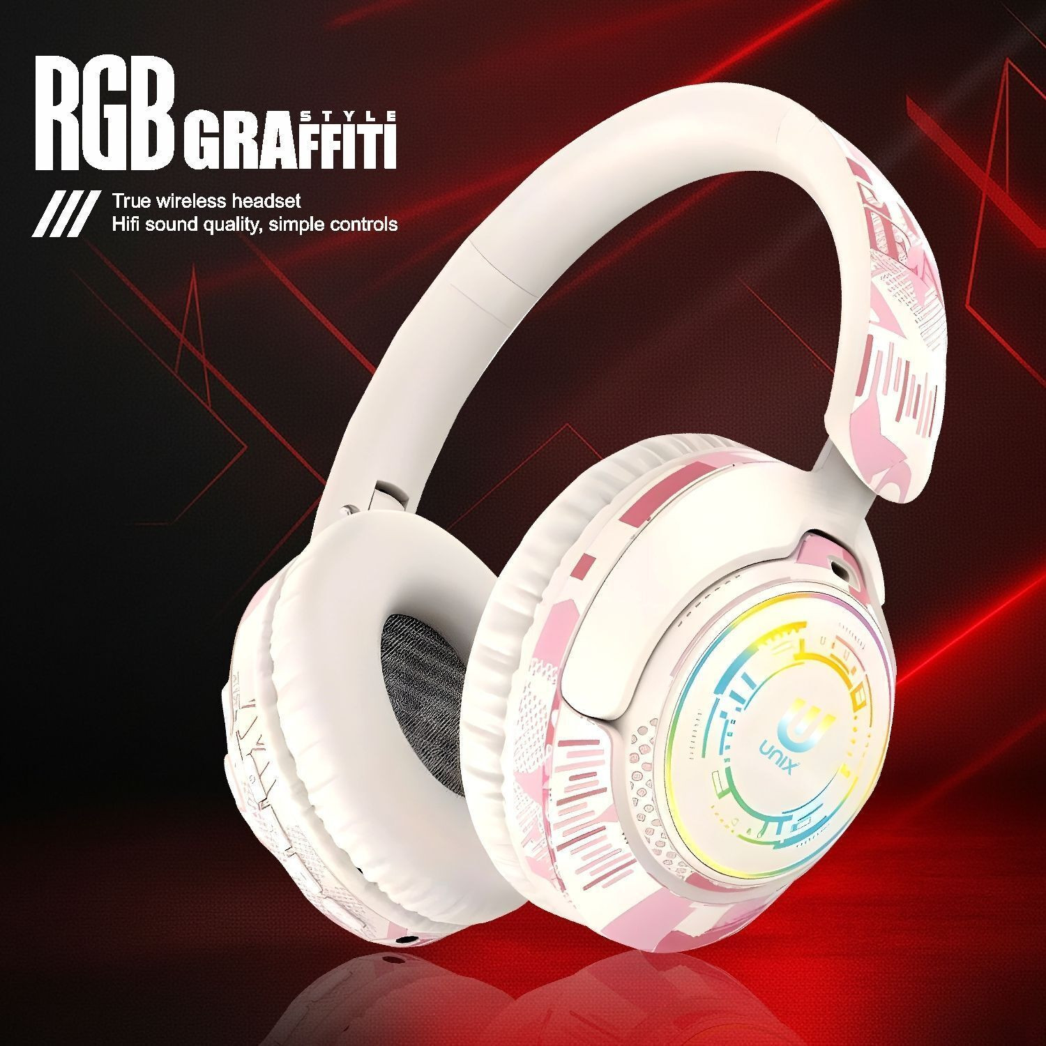 Image of Unix Epic Graffit Wireless Over Ear Headphones Upto 62 Hours Playback, 40MM Drivers Bluetooth
