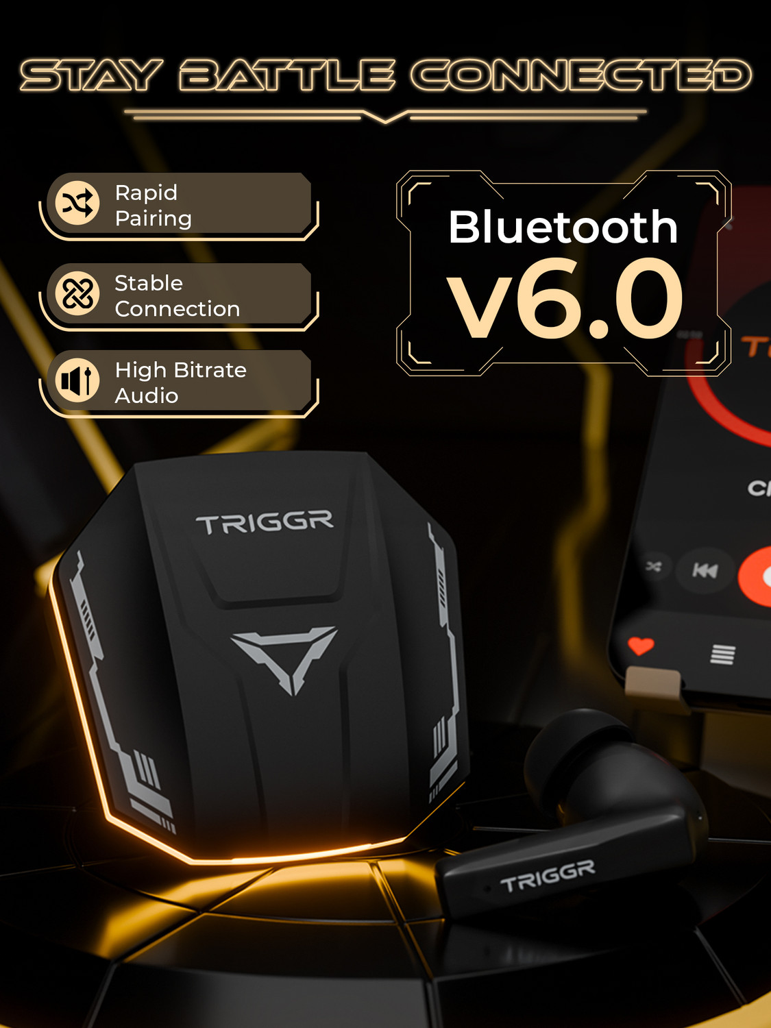 Image of TRIGGR Raze 2 with BT v6.0, Battle-LED, 40H Battery, 40ms Latency, Rubber Finish Bluetooth