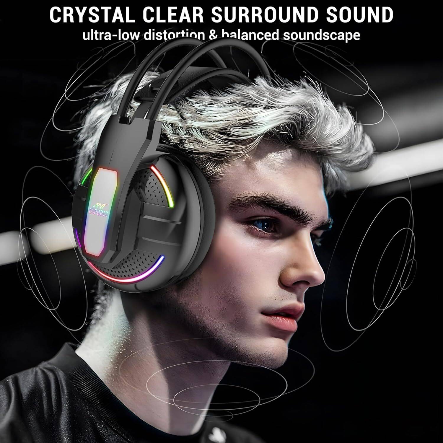 H525 Pro RGB Headset 2 * 3.5MM Jack + USB for RGB Light |50 MM Drivers Wired Gaming Headset - Image 4