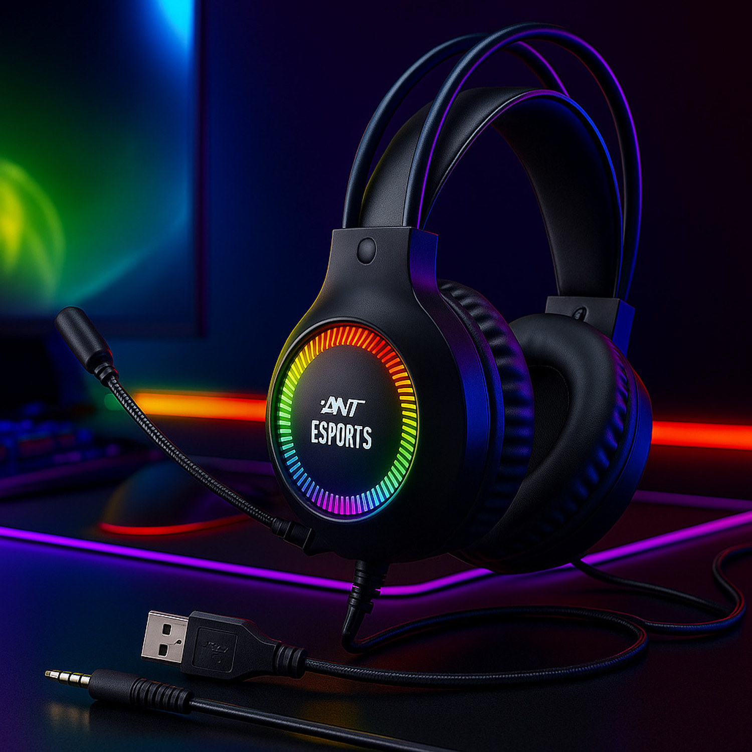 Image of Ant Esports Ant H580 Gaming for PS4 PC Xbox one PS5 Switch Laptop, Over Ear Headphones Wired Wired Gaming