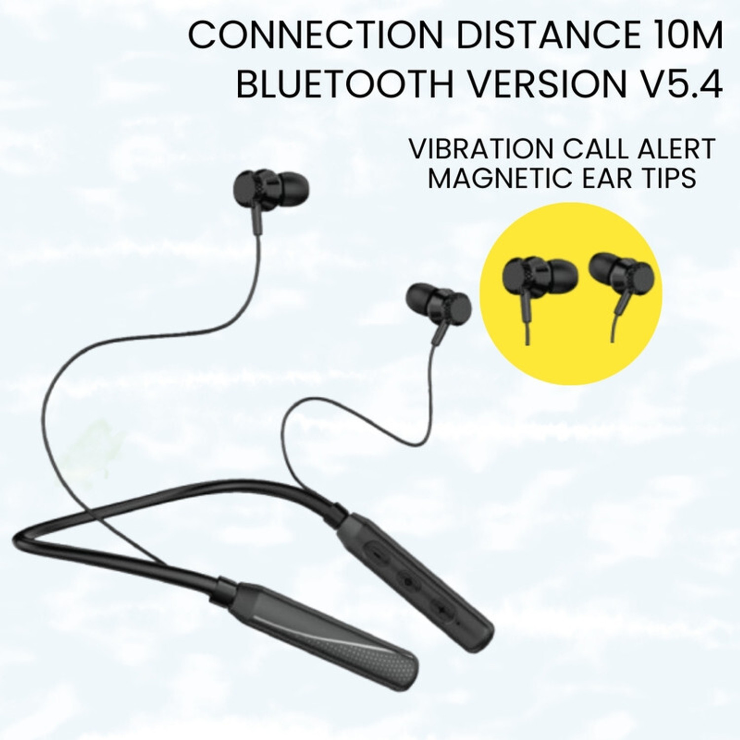 Image of GUGGU Bluetooth Neckband, Wireless Earphones In-Ear With Music Headset Deep BassKA358 Bluetooth Headset (Black, True Wireless)