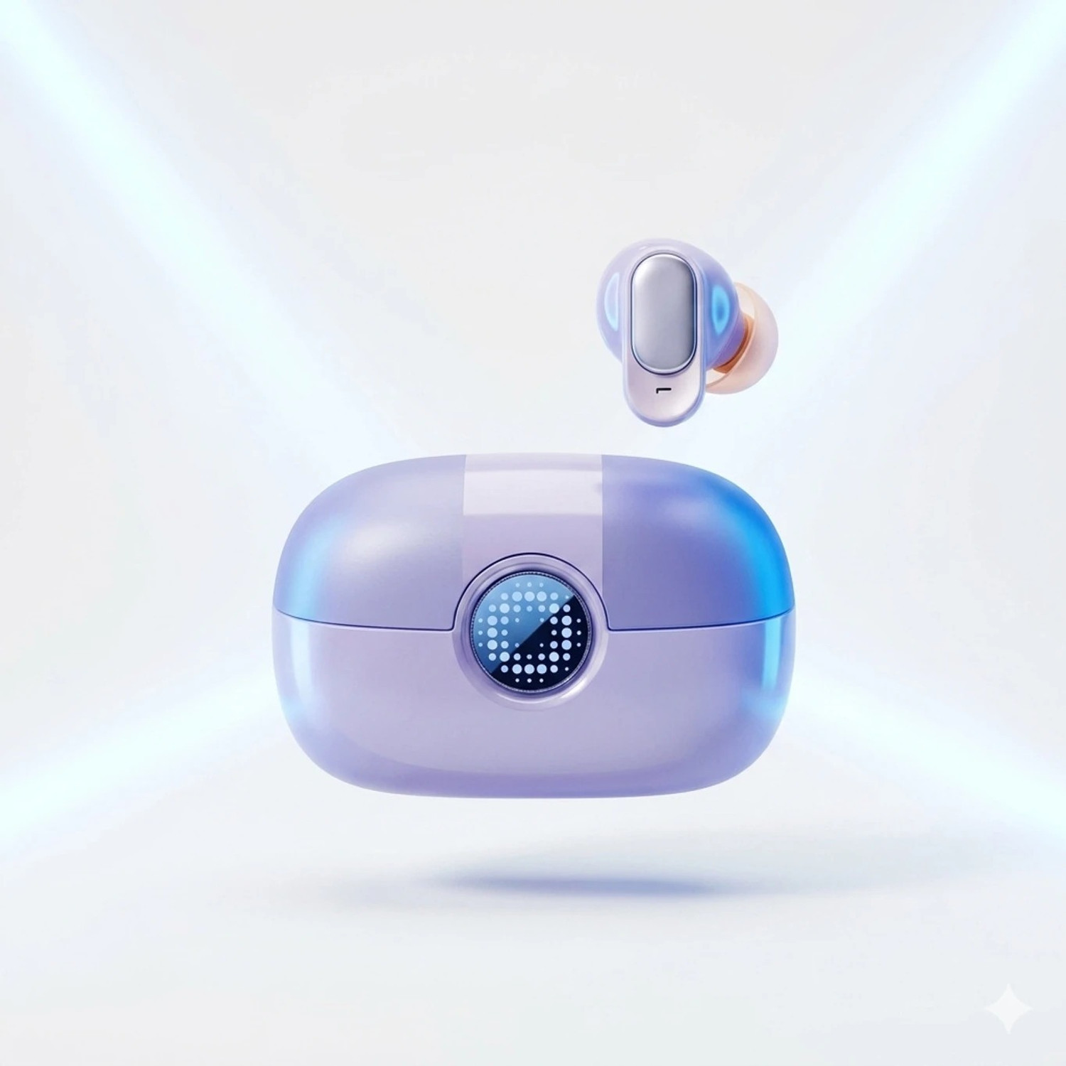 Image of ROAR Lightweight Purple Bluetooth Earbuds with Smart LED Screen Bluetooth Headset (Purple, True Wireless)