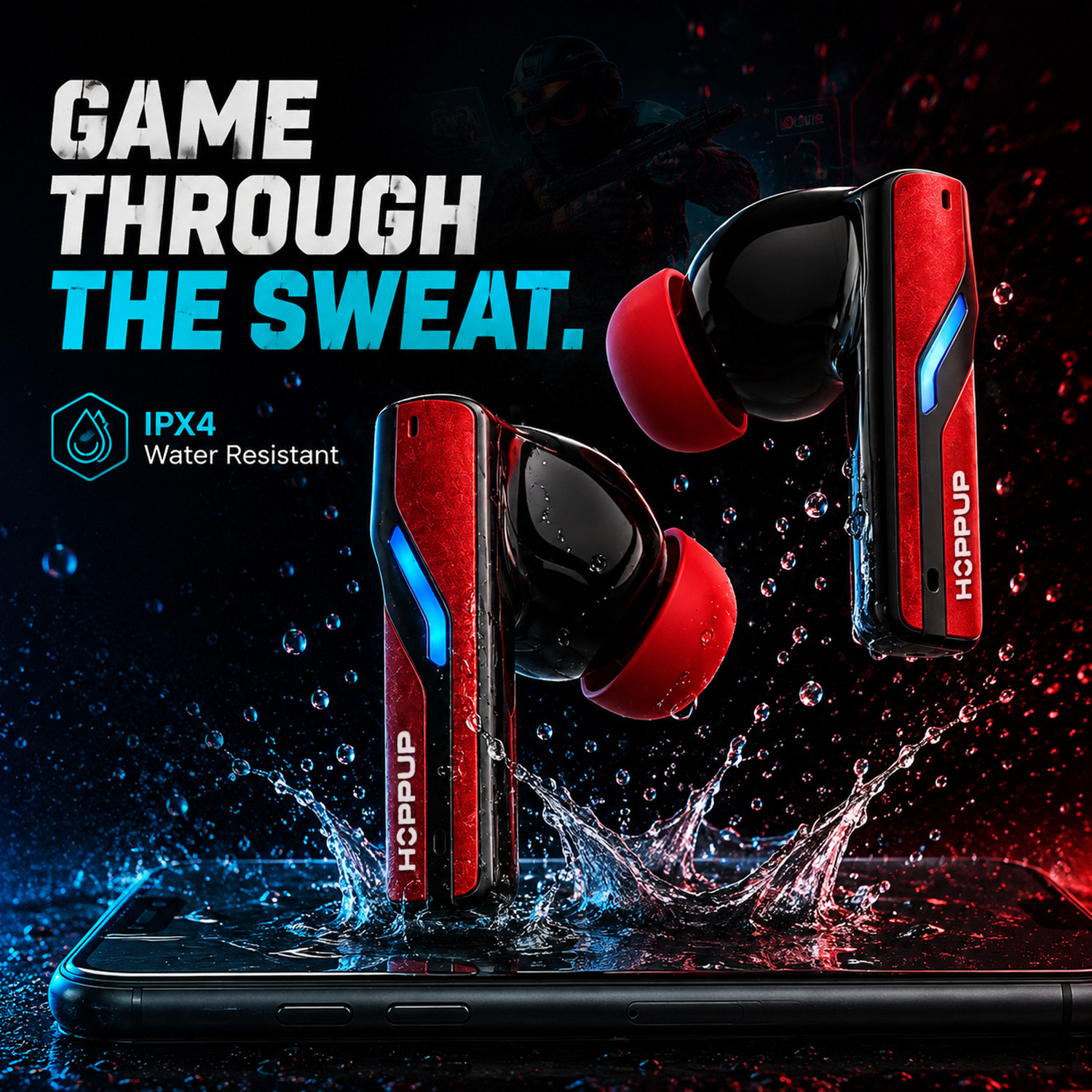 Image of HOPPUP STRYKE S1 Gaming Earbuds with 35MS Low Latency, 13MM DRIVERS & 60H PlayTime Bluetooth Gaming