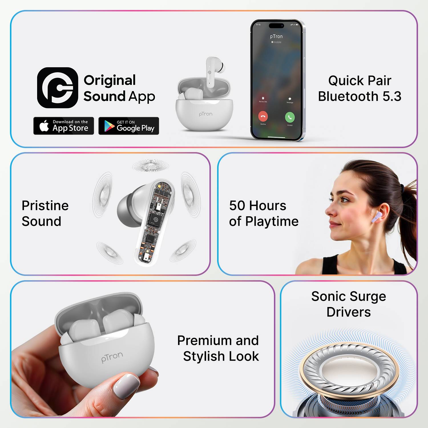 PTron Vibe 50hrs Playtime Bluetooth Earphones - Image 2