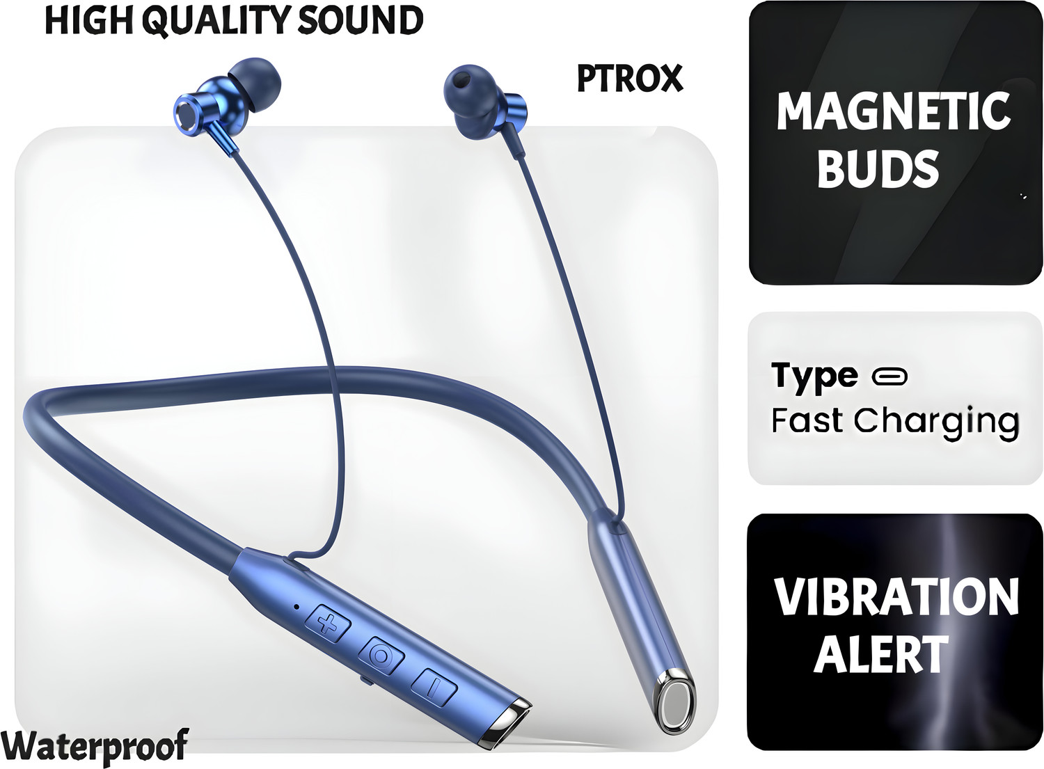 Image of PTROX Vibration Alert, 48 Hours Playtime, ENC, HD Sound Quality & Stereo Bass PTB8 Bluetooth