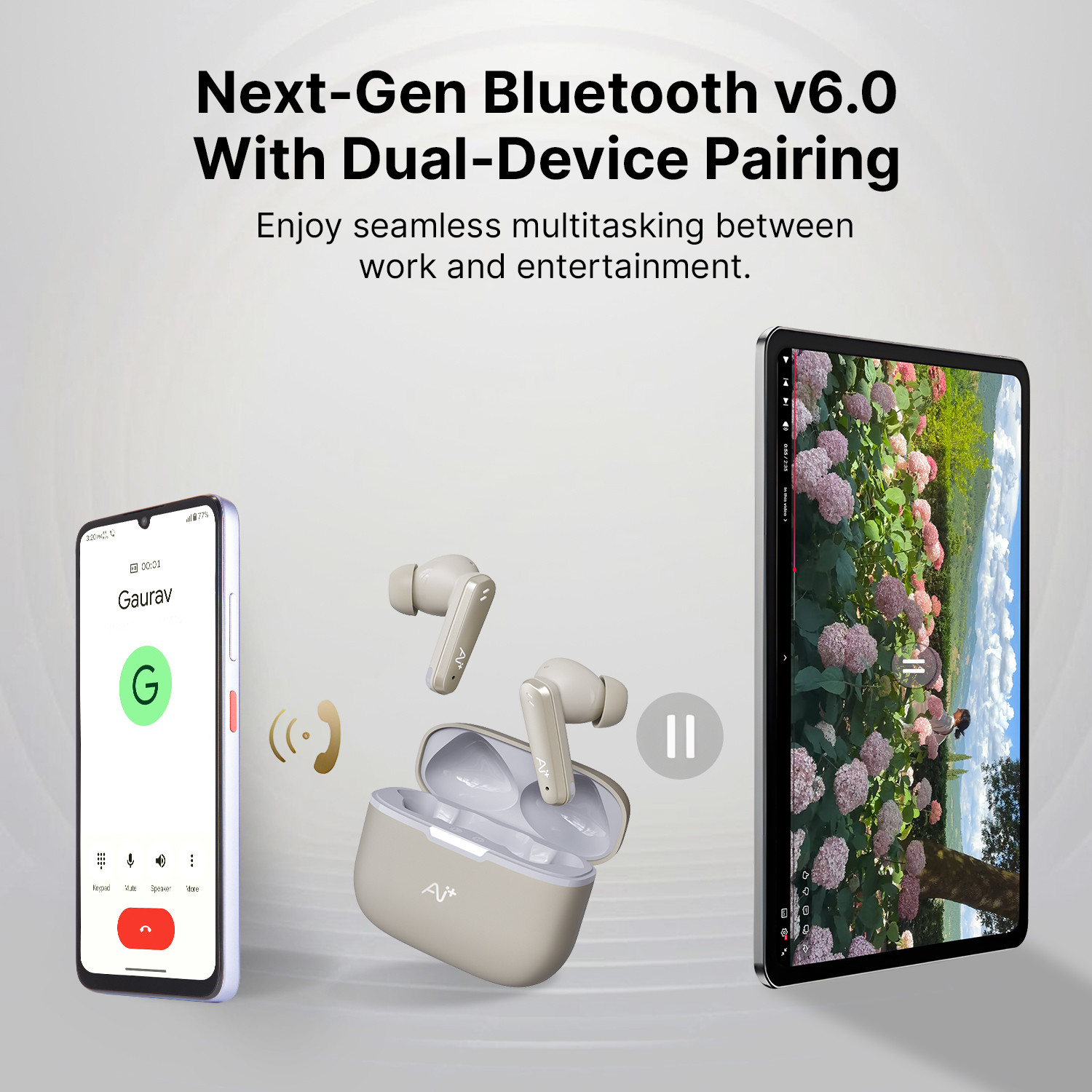 Image of Ai+ NovaPods Pro with 30Hours Playtime, 45ms Ultra-Low Latency, 6Mics Hybrid ANC Bluetooth