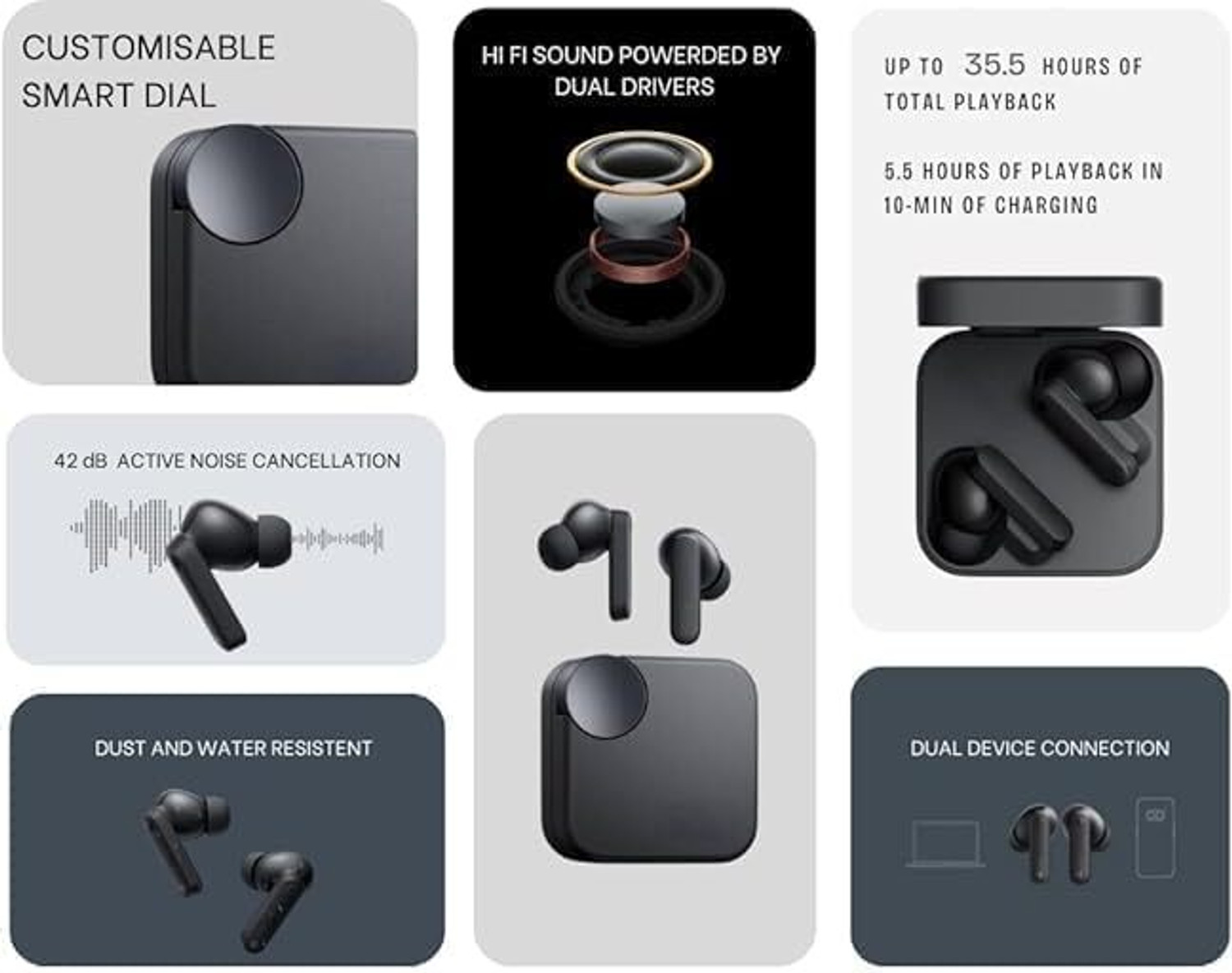 Image of GWALBROS WIRELESS MCF TWS Buds with 45 dB Ultra Bass Technology & upto 20Hrs V.D07 Bluetooth