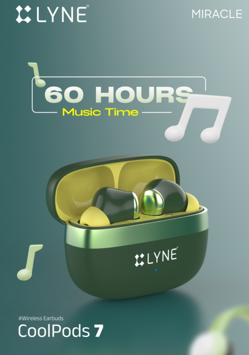 Image of LYNE CoolPods 7 True Wireless Earbuds with Mic, Noise Reduction & Bluetooth 5.3 Bluetooth