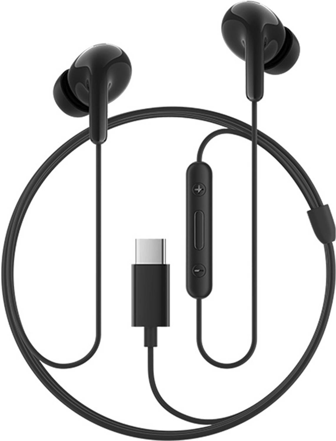 Type C Wired Headset with Mic Wired Headset (Black 2, In the Ear)