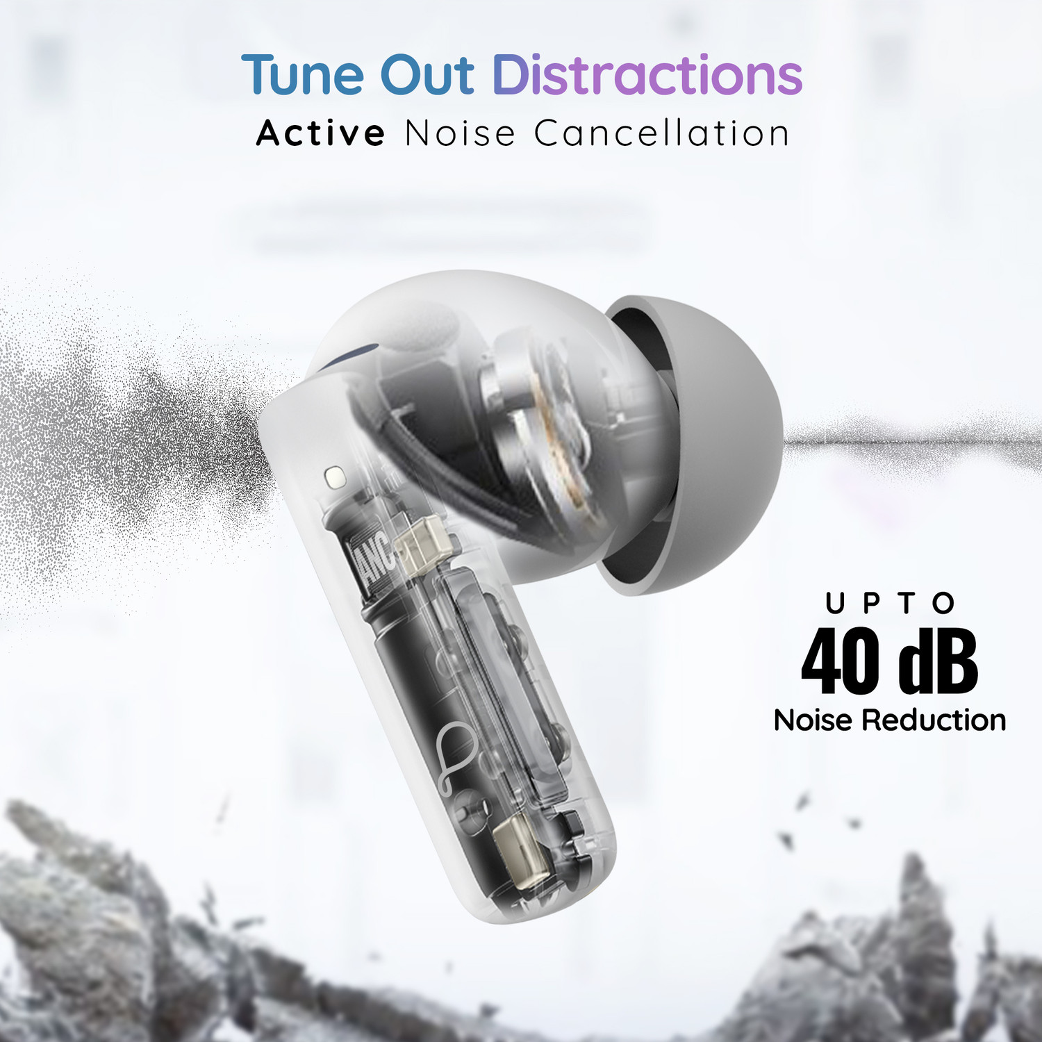 Image of Pebble BlissBuds Ultra with Deep Bass, ANC, ENC Quad Mic, Dual Pairing, Clear Voice Bluetooth Gaming