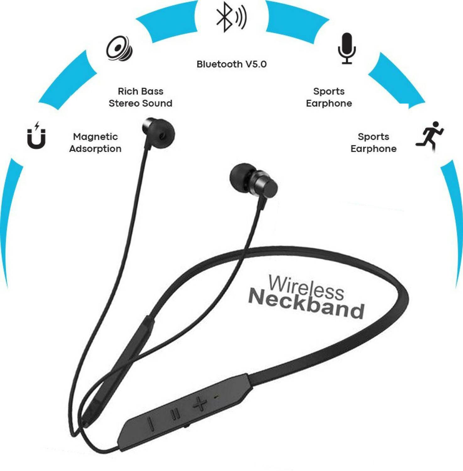 BAGATELLE NEW Bluetooth Neckband with 10H Playtime, Voice Changer, Magnetic On Off Bluetooth & Wired