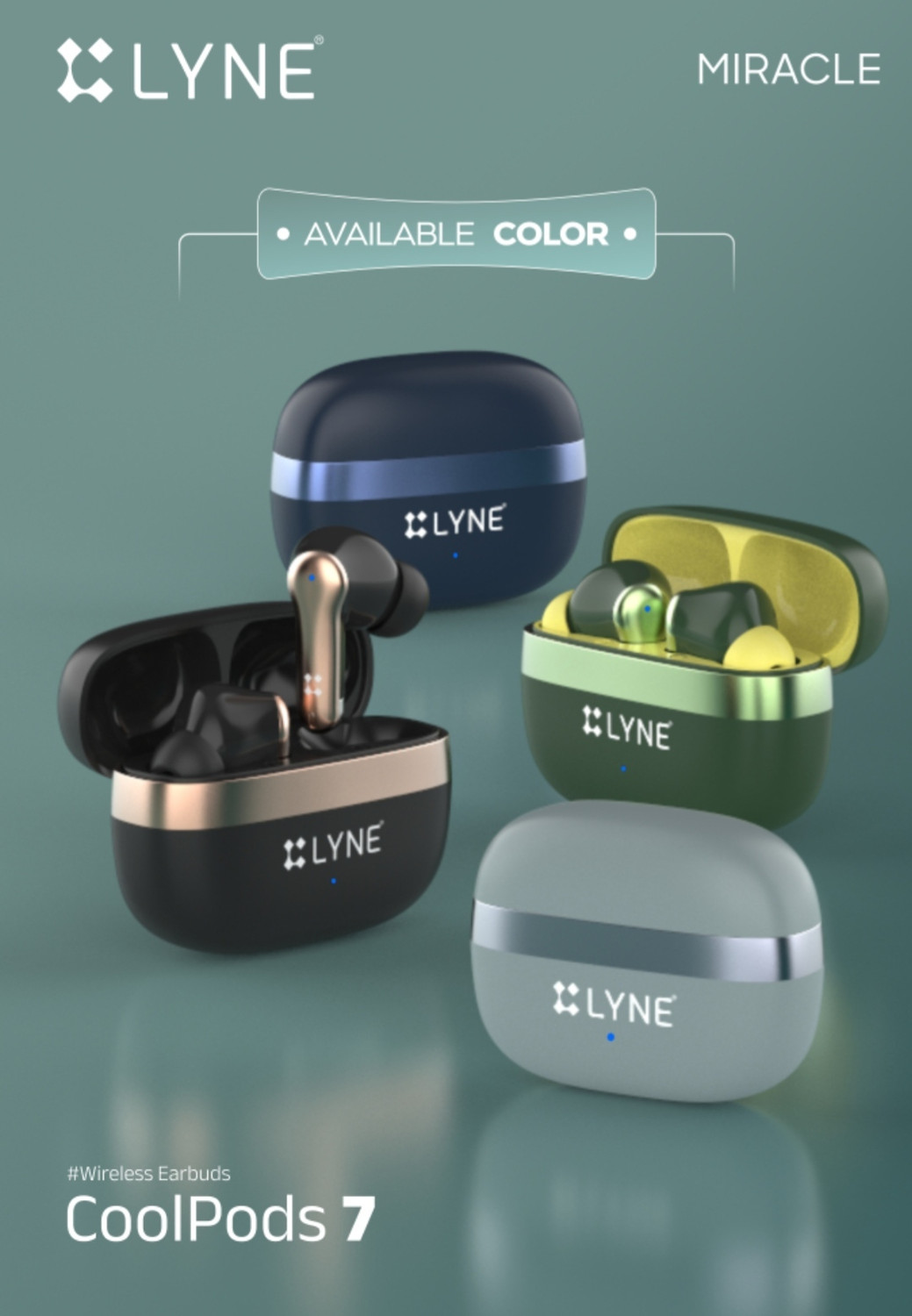 Image of LYNE CoolPods 7 True Wireless Earbuds with Mic, Noise Reduction & Bluetooth 5.3 Bluetooth