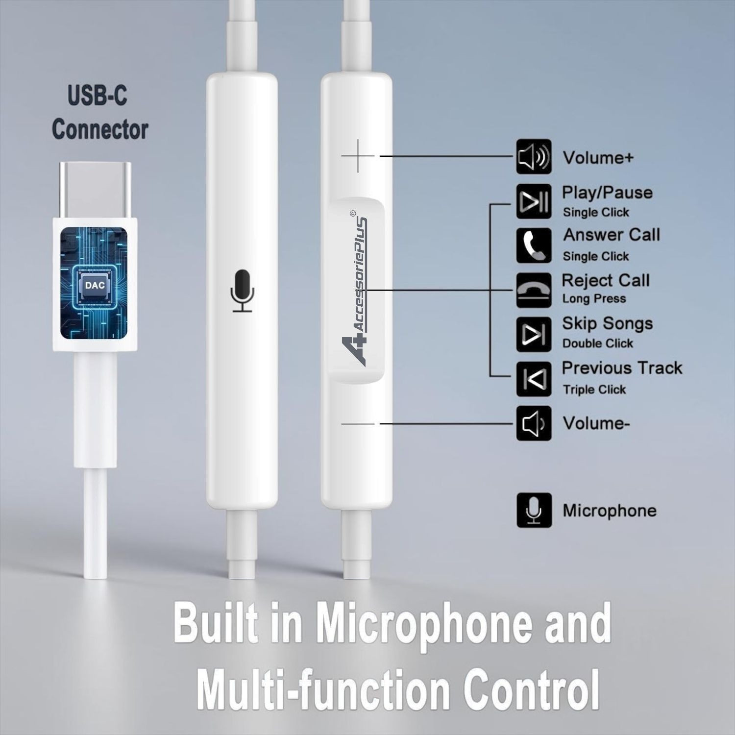 Image of accessorieplus Pro E-1,Type-C,10mm Drivers,Dynamic Sound Wired